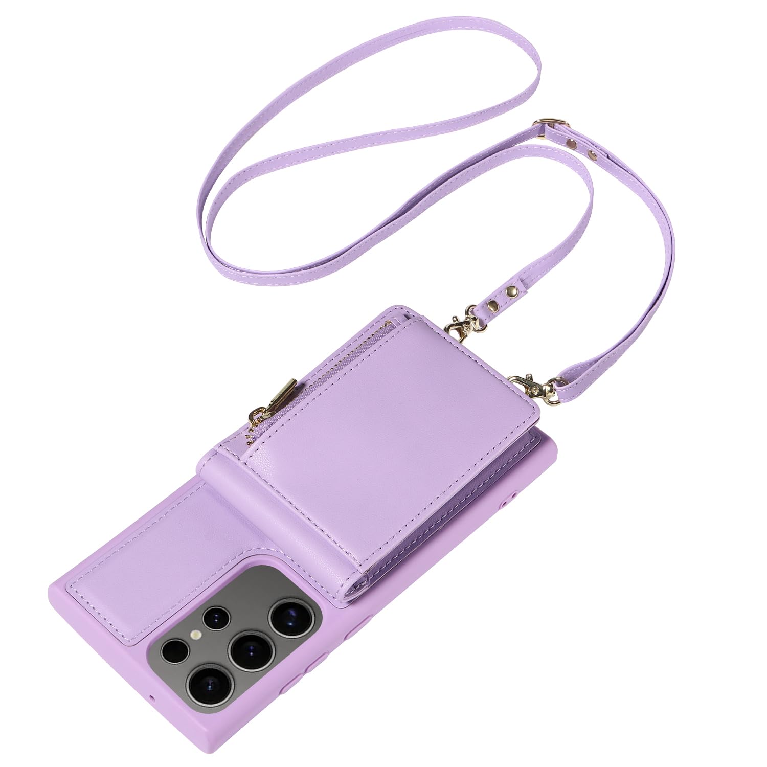 Skórzany pokrowiec na zamek błyskawiczny do Samsunga M13 5G z etui na telefon typu crossbody (do Samsunga M13 5G/fioletowy)