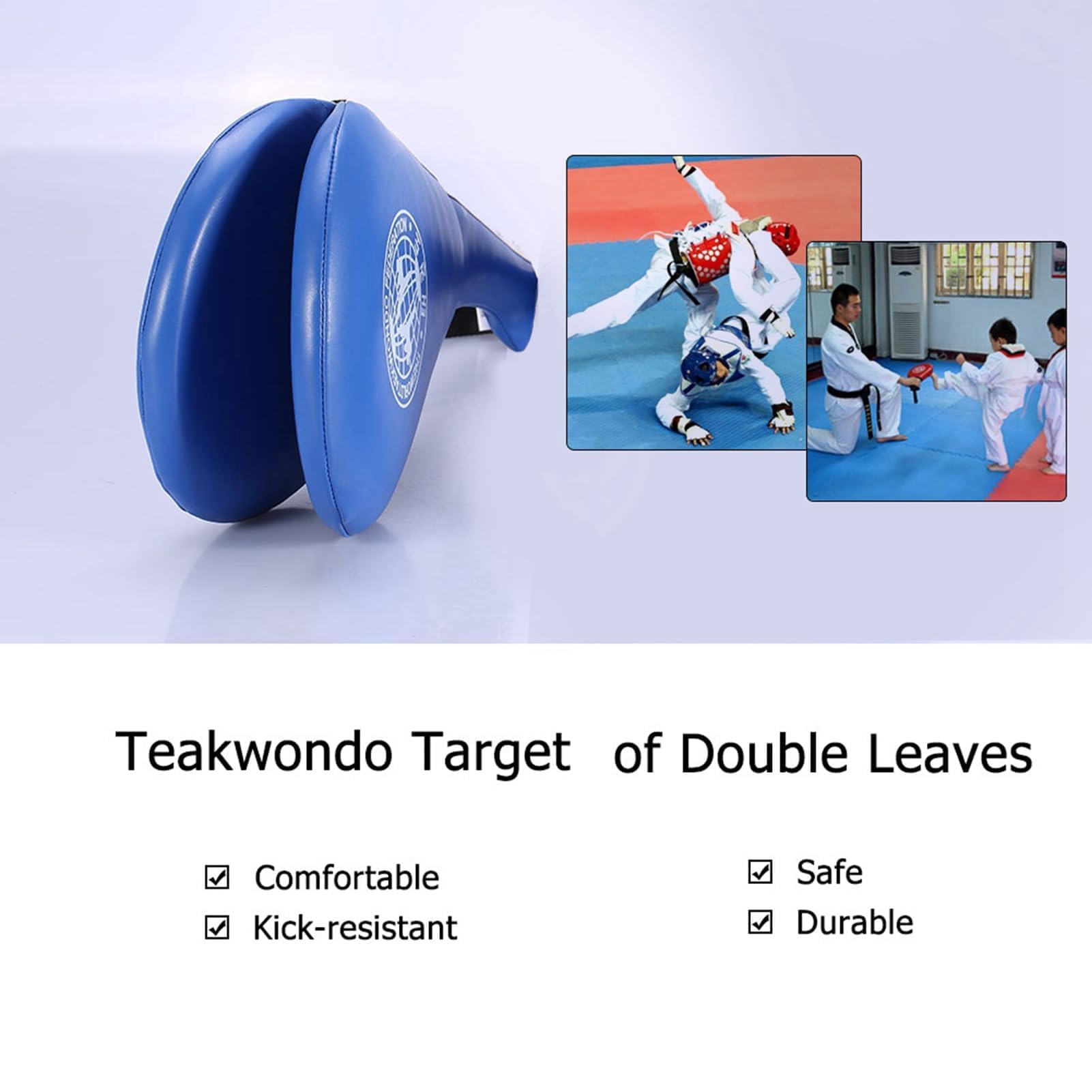 Pad per calci Taekwondo, 15x7,48x1,96 pollici Taekwondo Double Kick Train Strike Pad Cuscinetti per bersagli per calci marziali in pelle PU Racchette da punzonatura per gli amanti della boxe