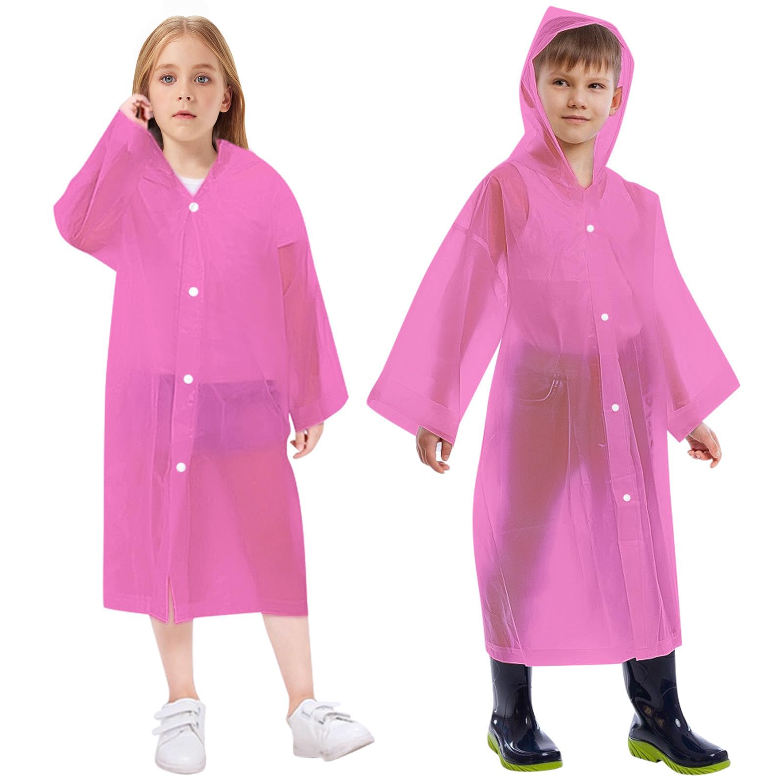Vicloon Chubasquero Niño 2PCS Reutilizable Capas de Lluvia Impermeable EVA Poncho de Lluvia con Capucha Espesar Altura Niño Niña Entre 120-150 cm para Viajar, Senderismo, Acampar y Al Aire Libre — view 12