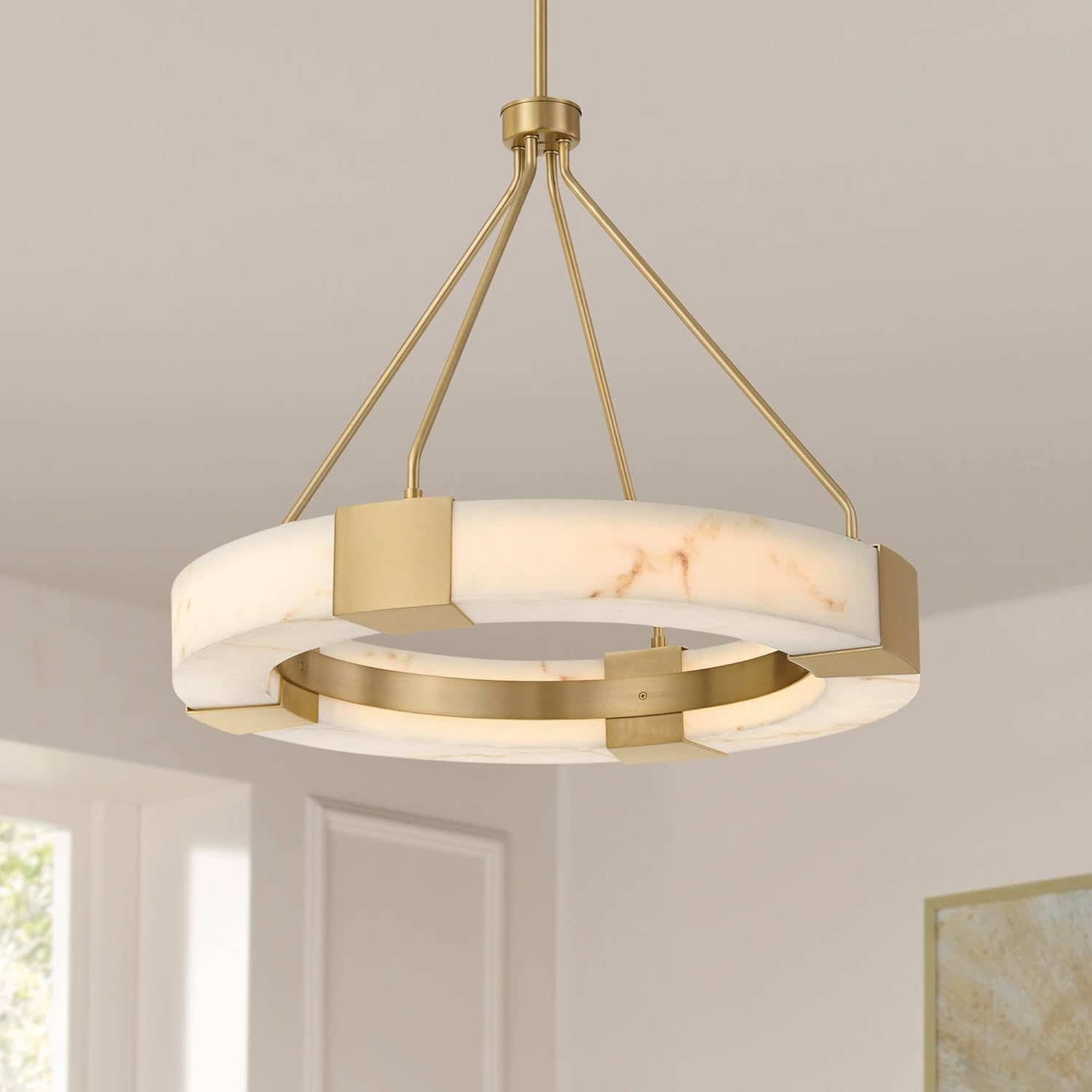 Possini Euro Design Possini Euro Vana 28 1/2" W Gold and Faux Alabaster LED Ring Chandelier