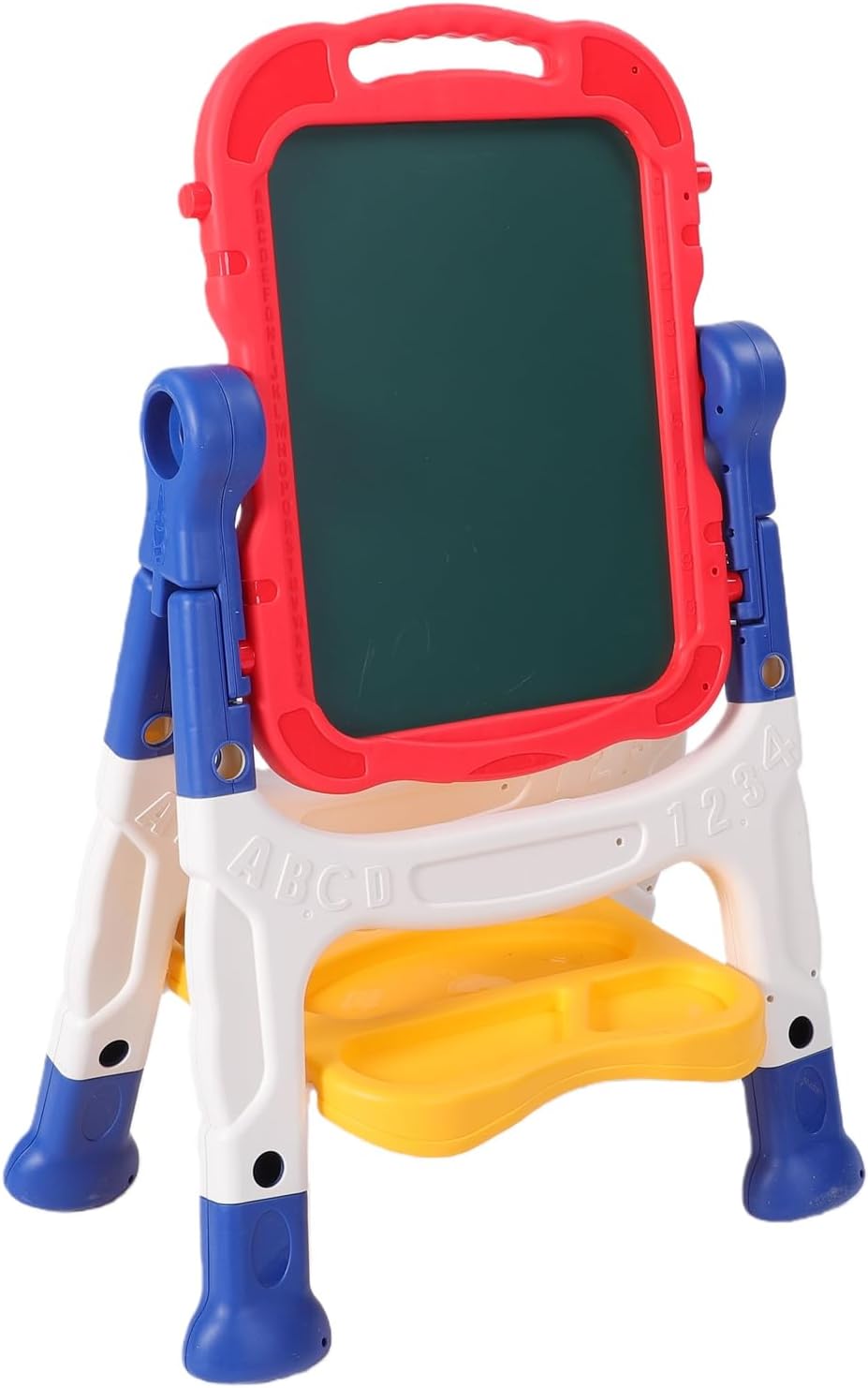 Toddler Art Easel, Dual Sided Magnetic Easel with 360 Degree Rotation Adjustable Height for Kids 1-6 Years Includes Markers Chalks