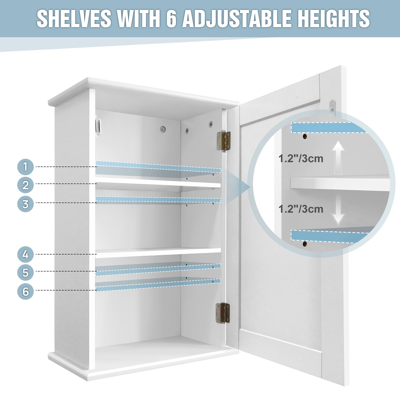 Armario de pared para baño, armario de almacenamiento de Madera para montar en la pared, organizador de baño con Una puerta y unidad de almacenamiento de pared Moderna aj