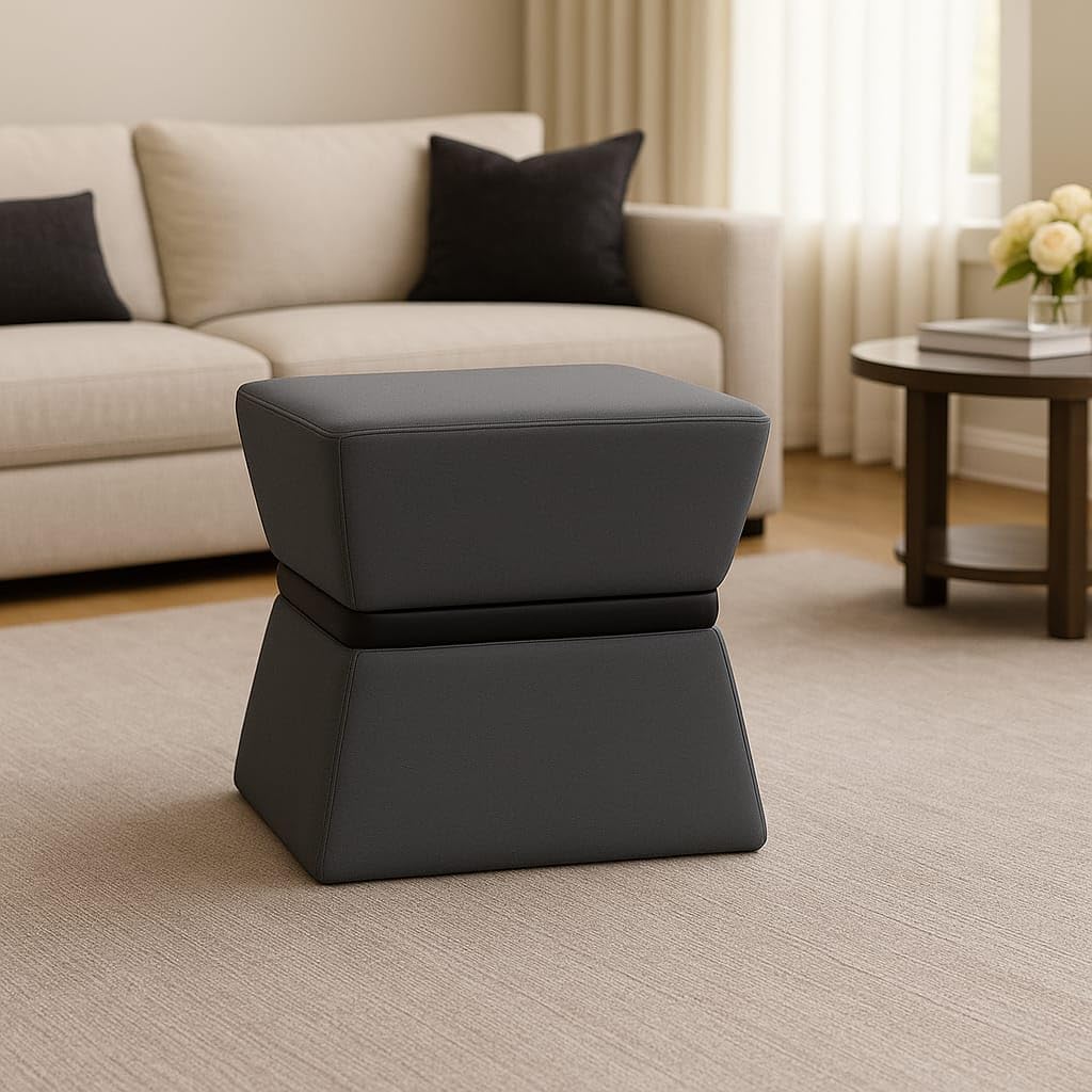 - Jaico Premium Black Velvet Footstool with Gold Accent | Modern Living Room Furniture (Grey)