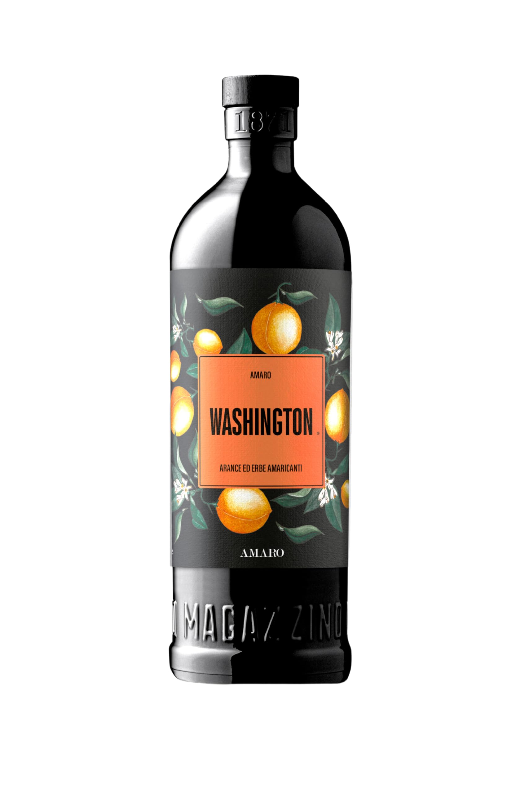 Washington Amaro, 700 ml, Amaro di Arance Washington ed Erbe Amaricanti, con Sentori d'Arancia ed Erbe Aromatiche, Ideale con Bitter e Vermouth, Botaniche Selezionate, Idea Regalo, 28% Vol.