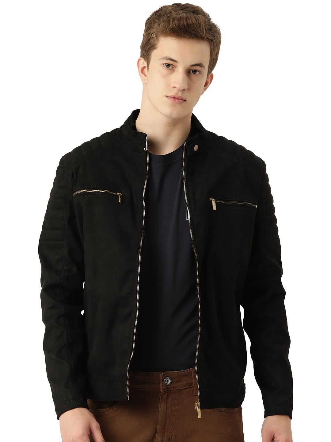 leather retail Men's Suede Faux Leather Jacket-picture-19