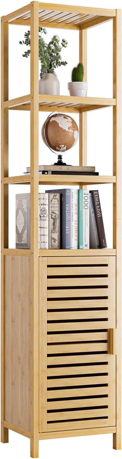 Amazon.com: HITNET Bathroom Floor Cabinet, 6 Tier Tall Thin Linen Tower ...