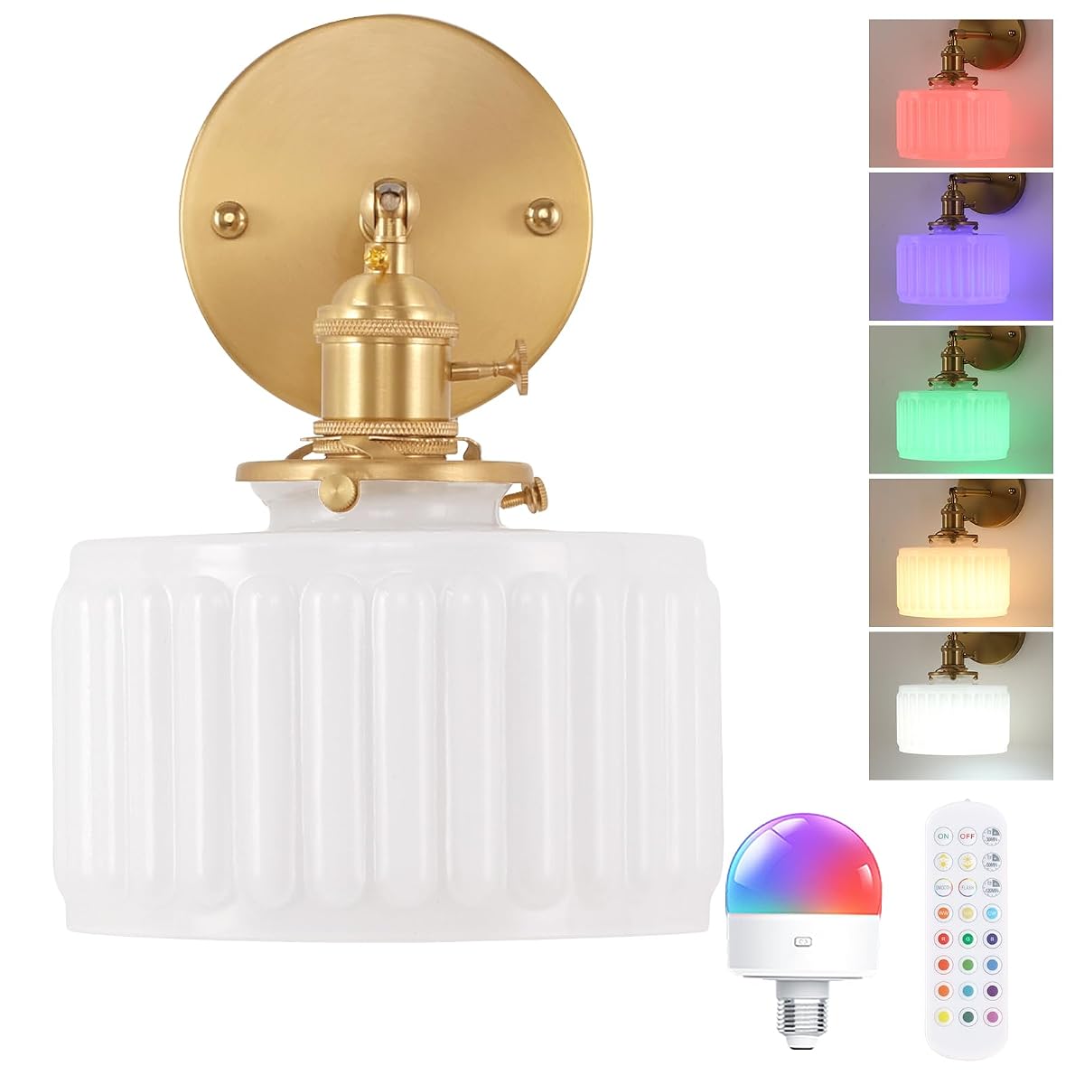 Shenmoyl Vintage Wall Sconce, Rechargeable Battery Powered, Remote Control,