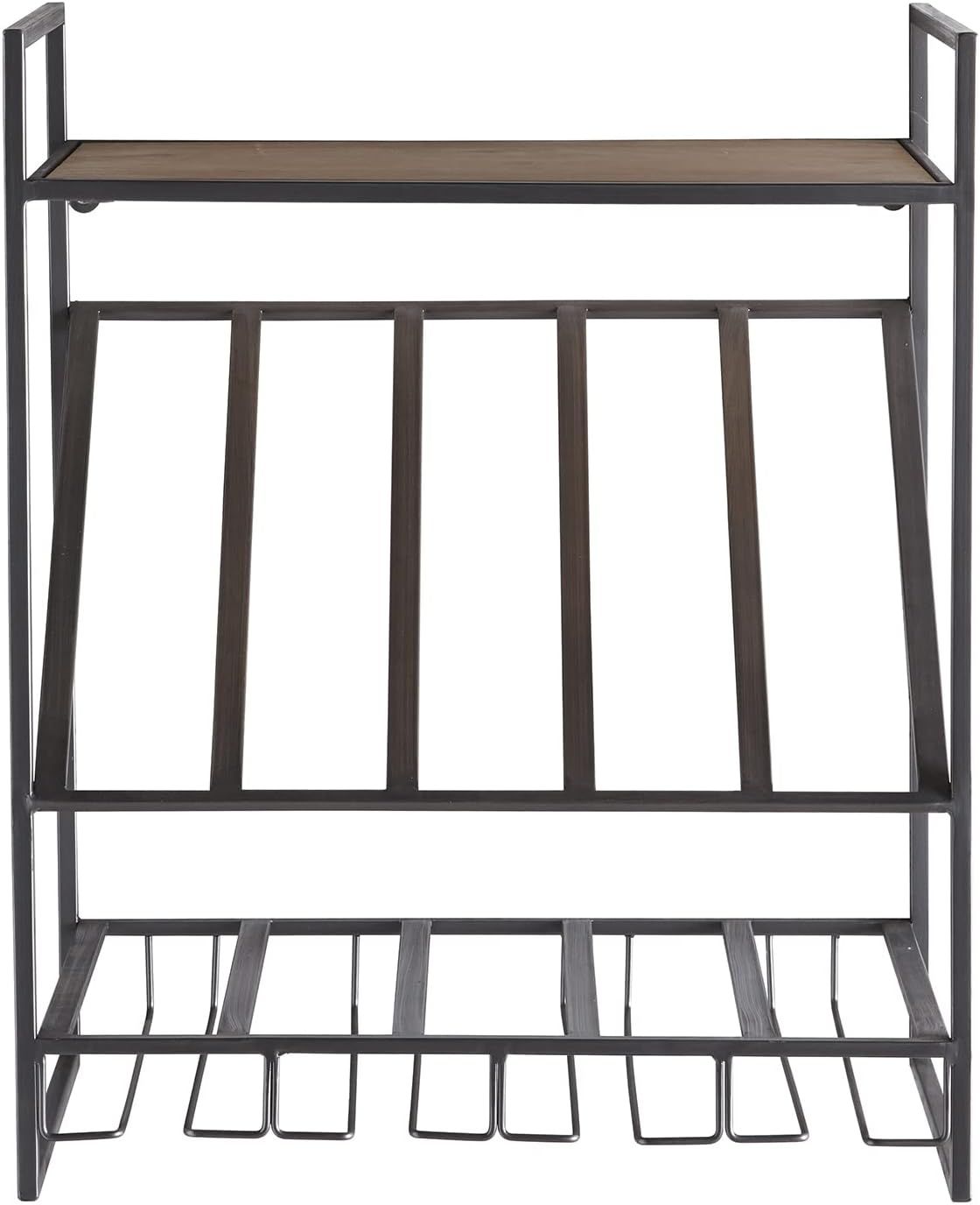 47th & Main Wall Mounted Wine Glass Storage Rack, 6-Bottle, Iron/Wood