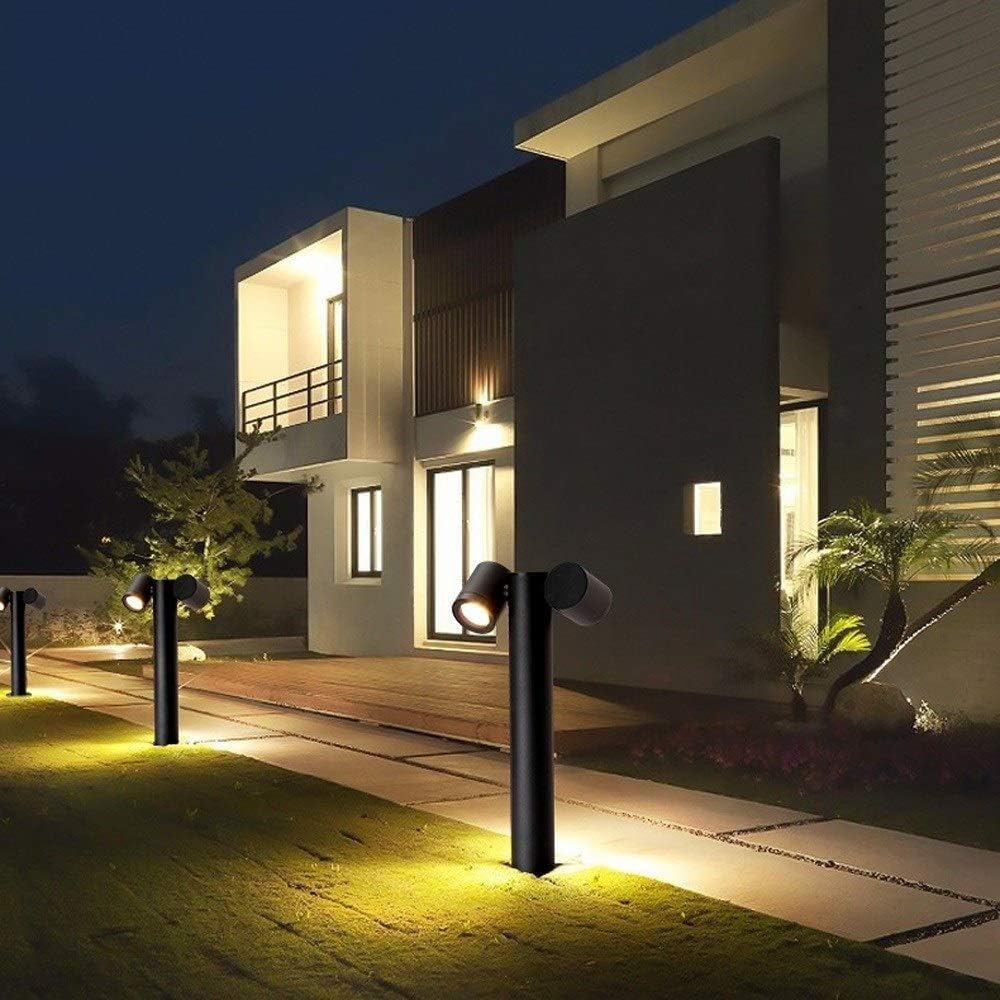 Lampioncino Lampione Paletto LED da giardino IP44 con doppio faretto orientabile, attacco GU10, 440mm, design moderno per vialetti e aiuole (Grigio scuro)