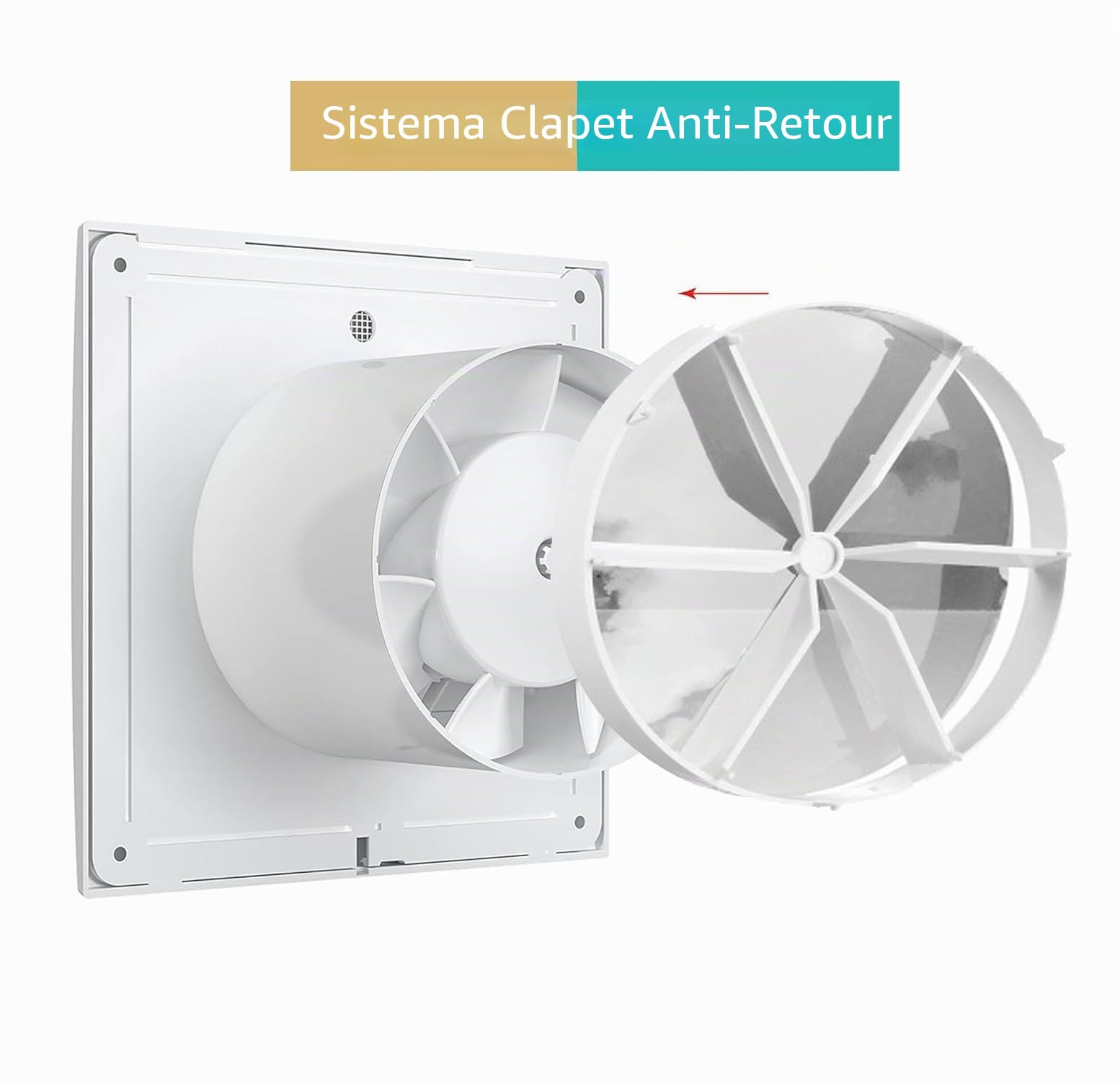 AC -100 mm Ventola Estrazione Ventilazione Standart + Valvola di non Ritorno Aria, 99 m³ /h, Silenzioso per Bagno, Wc,Cucina,Buro,Garanzia 5 ANNI.