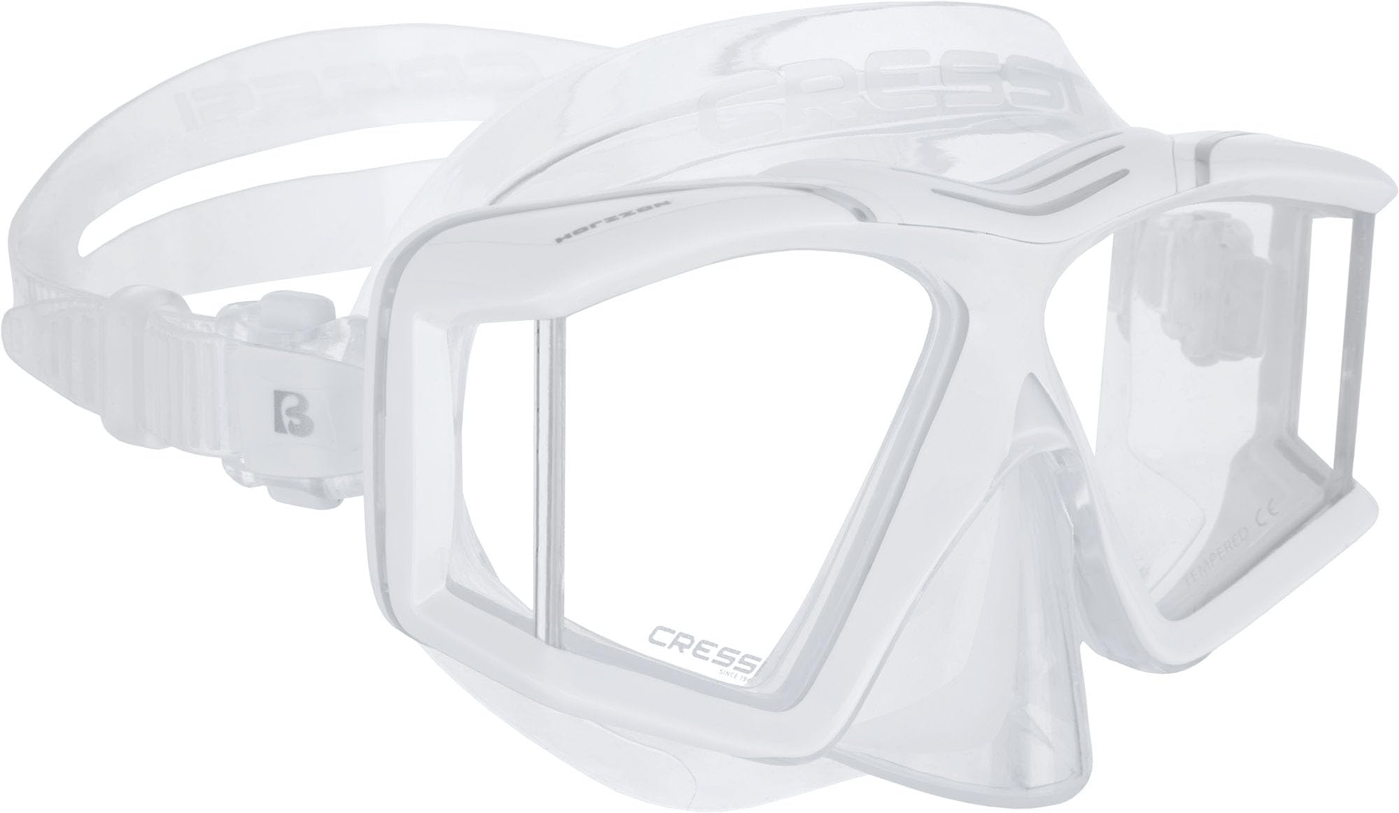 CRESSI Horizon Mask Clear/White- Mask for Diving and Snorkeling Equipped with 4 Separate Tempered Glass Lenses for Uninterrupted Panoramic Vision