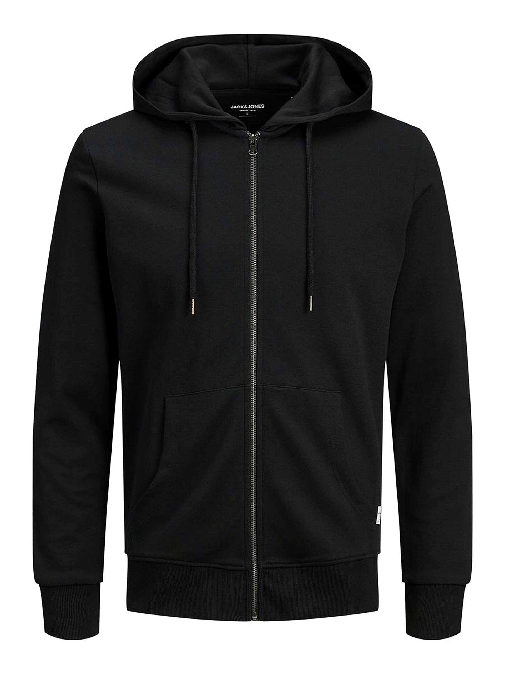 JACK & JONES Herren JJEBASIC Sweat Zip Hood, Black, XXL
