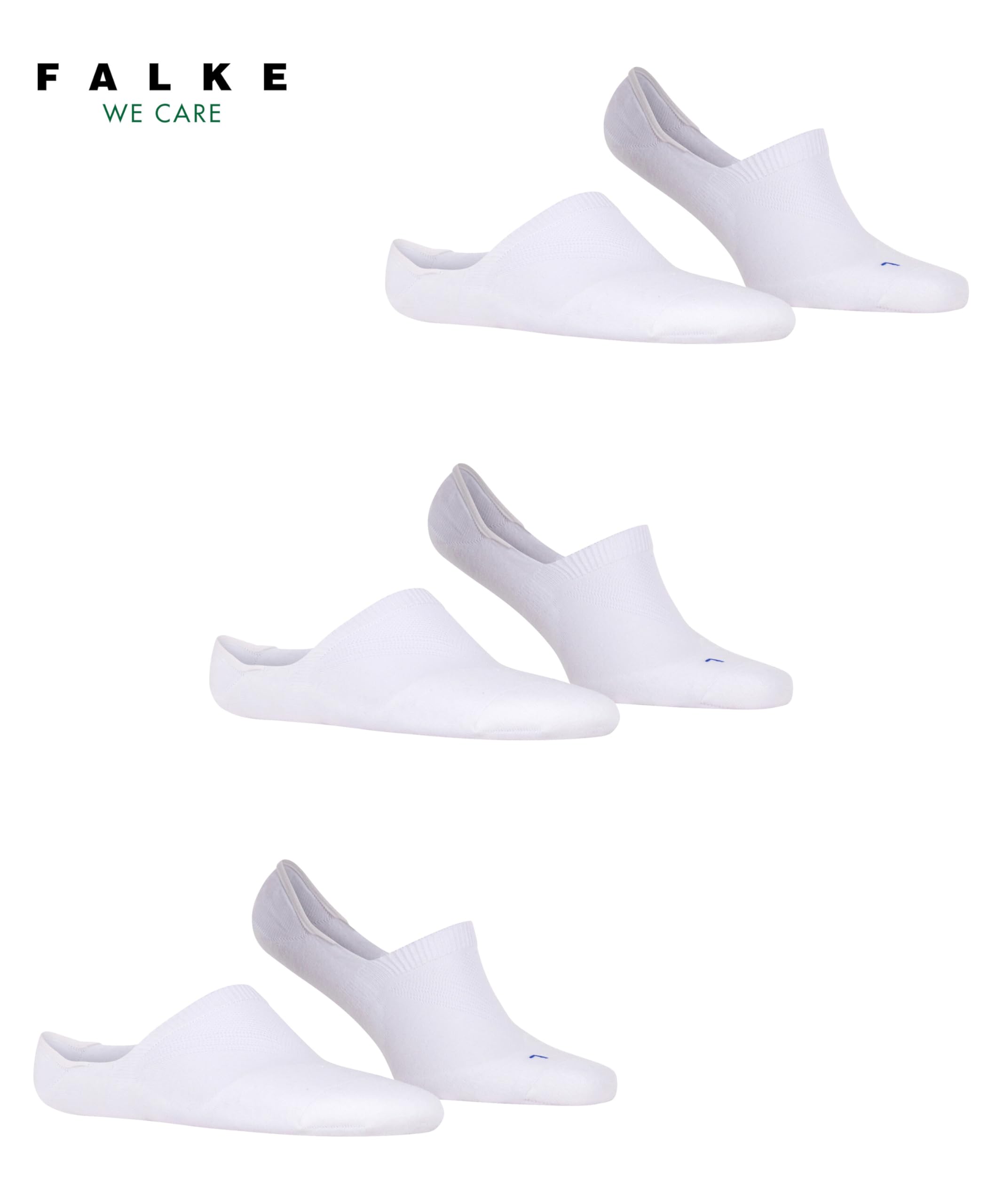 FALKE Uniseks Stopki Cool Kick Invisible Multipack U In Oddychający I Szybkoschnący niewidoczne jednokolorowe 3 Pak, Biały White 2000, 44-45