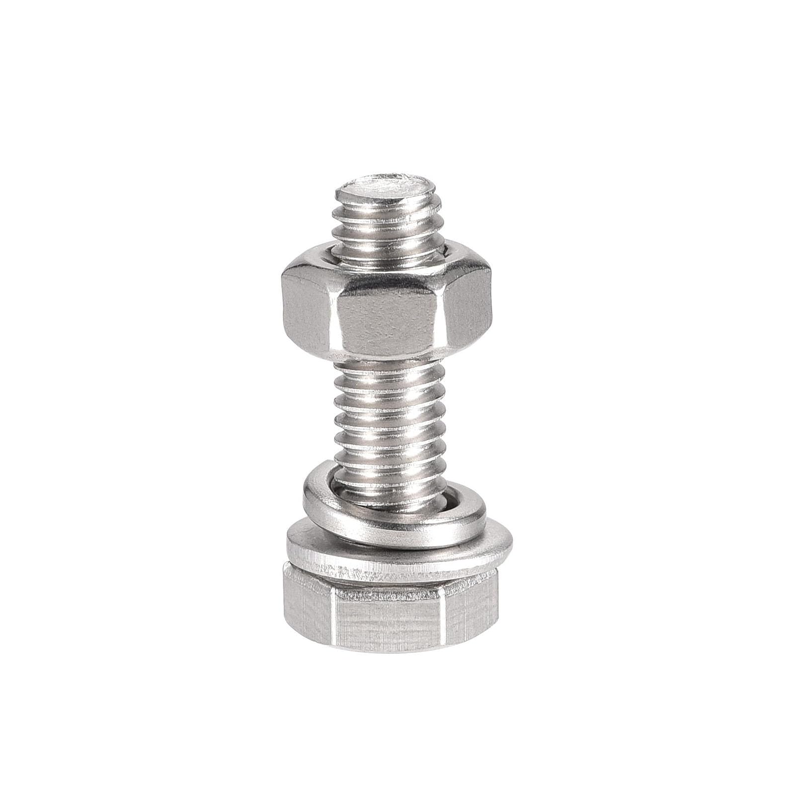 TA-VIGOR 6Pcs M6 x 20mm Hex Head Screws Bolts, Nuts, Flat & Lock Washers Kits, Fully Thread Hexagon Bolts - Image 4