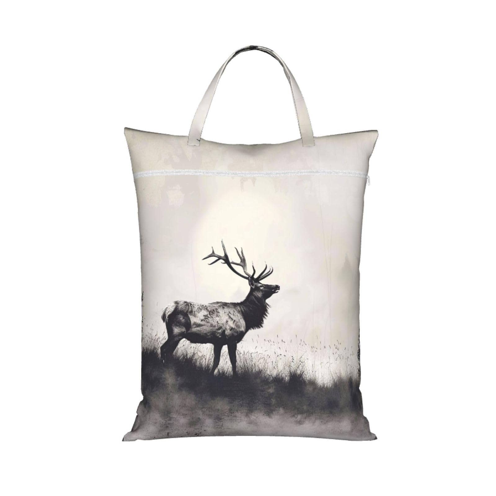 Large Travel Laundry Bags,Wild Deer Print with Handle Foldable Laundry Bag for Holidays Gym Swimming and Family Trips, 1Pcs