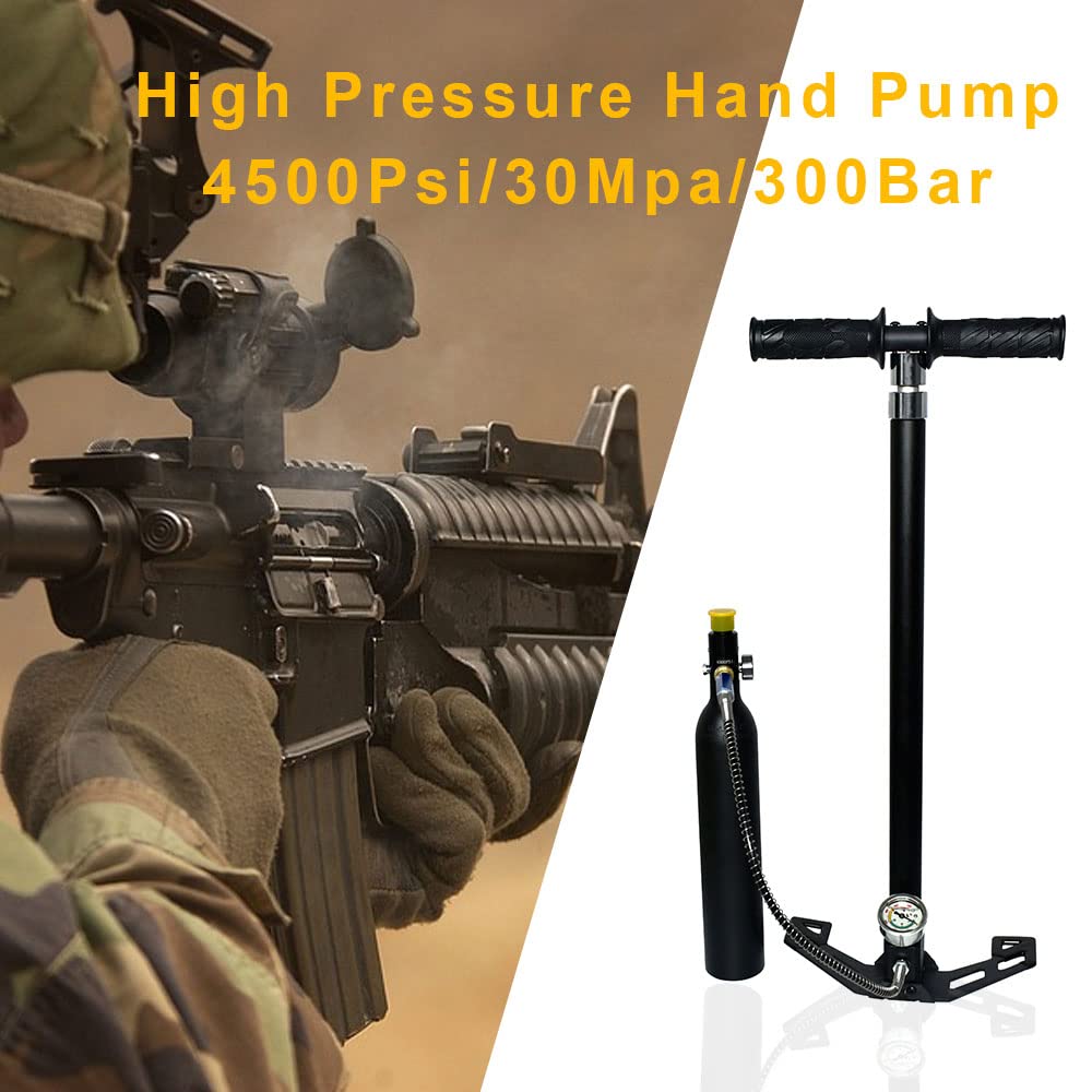 TUXING 4500psi PCP pompa ręczna, czterostopniowa pompa ręczna, pompa powietrza ze stali nierdzewnej do polowania, karabinka pneumatycznego, pistoletu, ładowania pneumatycznych wiatrówek, 300 bar, 30