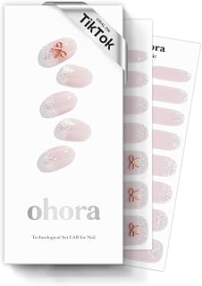 ohora Semi Cured Gel Nail Strips (N Twinkle Bell) - Works with Any Lamps, Salon-Quality, Long Lasting, Easy to Apply & Remove - Includes 2 Prep Pads, Nail File & Wooden Stick