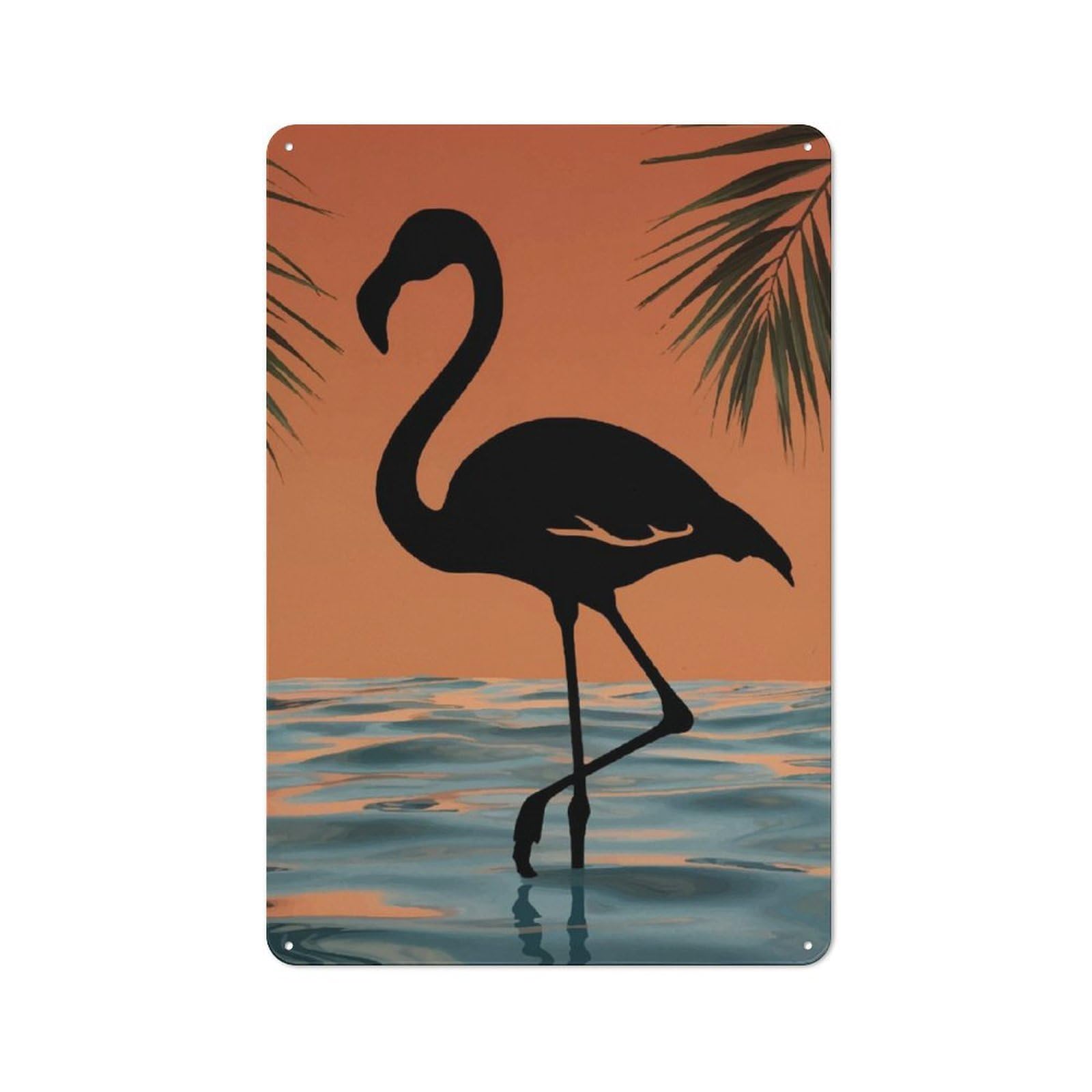 Flamingo Silhouette Sunset Retro-style Tin Sign 30x20cm for Man Cave Or Games Room, for Vintage Wall Decor Fans, for Themed Room Decoration
