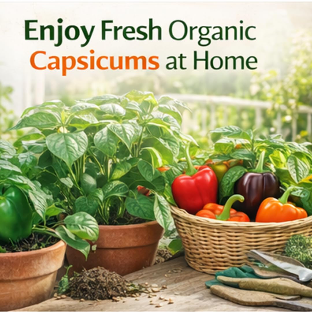 Saphirre Seeds Capsicum Seeds Combo Pack | 5 Varieties | 140+ Seeds | Red, Yellow, Green, Orange & Chocolate Capsicum | High Germination | Easy to Grow for Home Gardening 3
