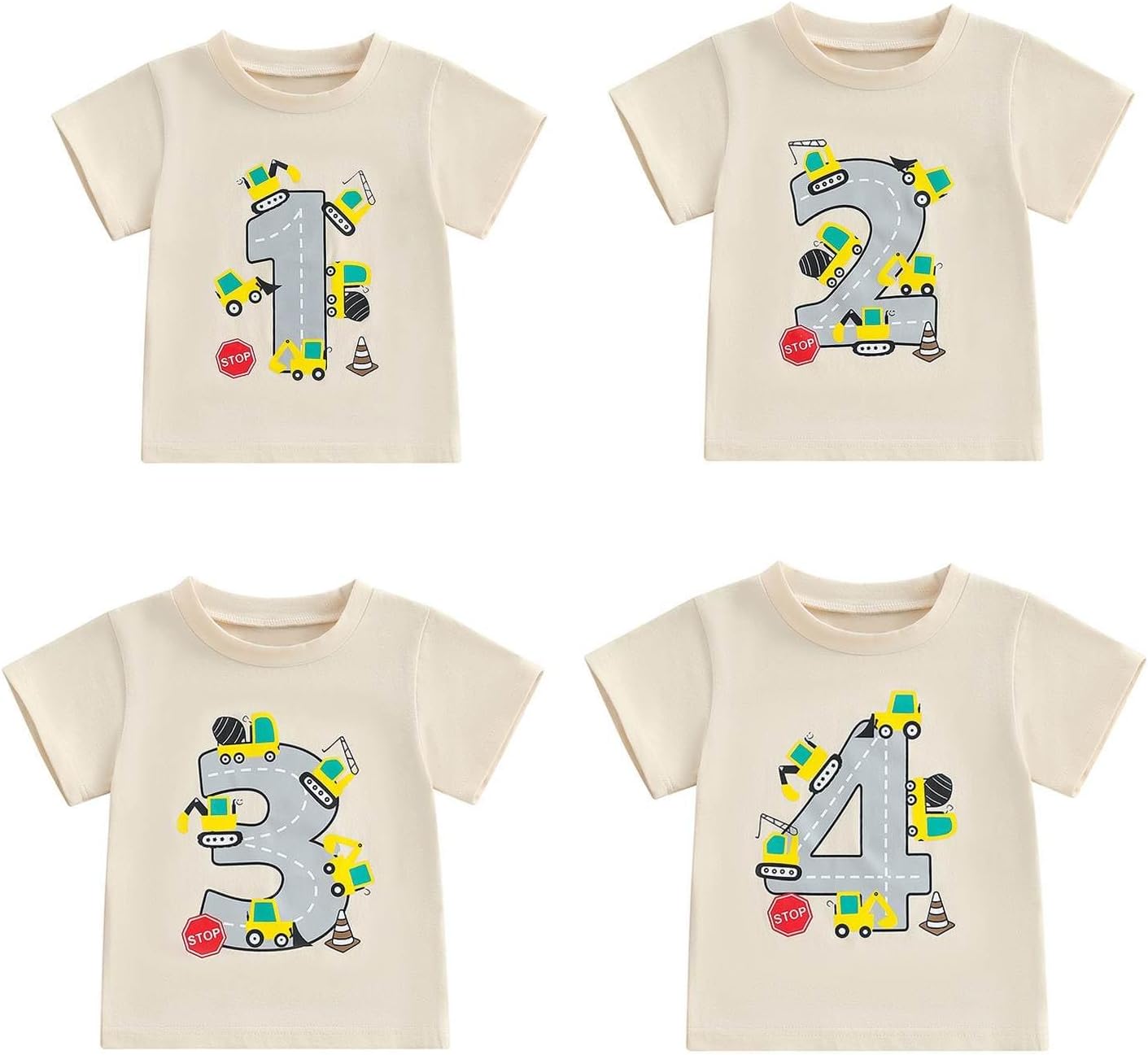 1-4 Year Old Toddler Boy Birthday Shirt Cute Cartoon Animal Print 1st/2nd/3rd/4th Birthday T-Shirt