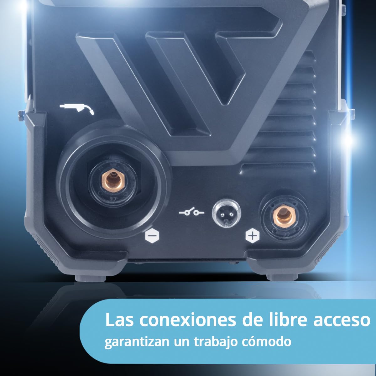 STAHLWERK Soldadora FLUX 140 ST Digital – Soldadura con hilo hueco sin gas protector hasta 140 A, compacta, avance de hilo sinérgico, luz LED integrada, función Lift-TIG & MMA (Electrodo/ARC), IGBT