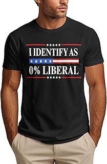 Anceky Camiseta con Frase Me identifico como 0% Liberal, Divertida y política para Hombre