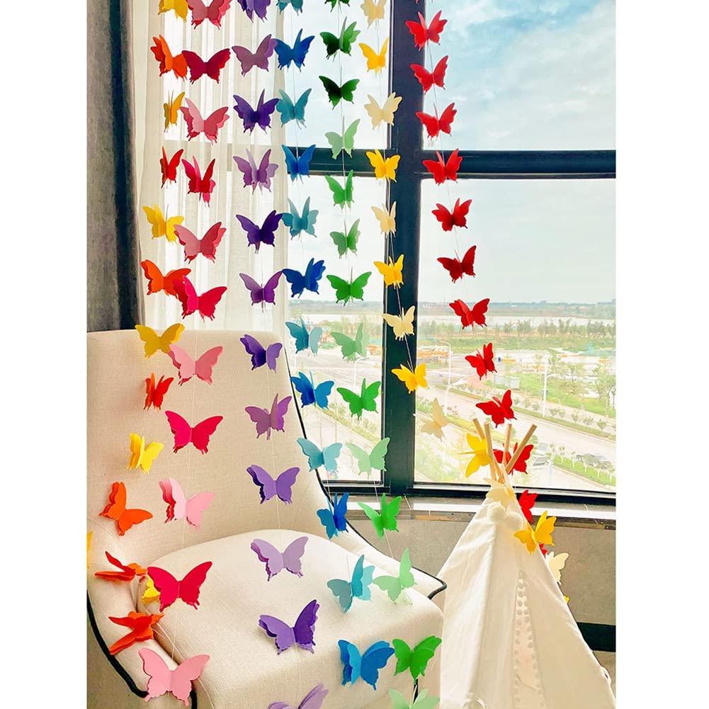 SHTGOI Lot de 4 guirlandes en papier papillon 3D à suspendre à la main - Pour mariage, bébé, douche, anniversaire et thème - Vert