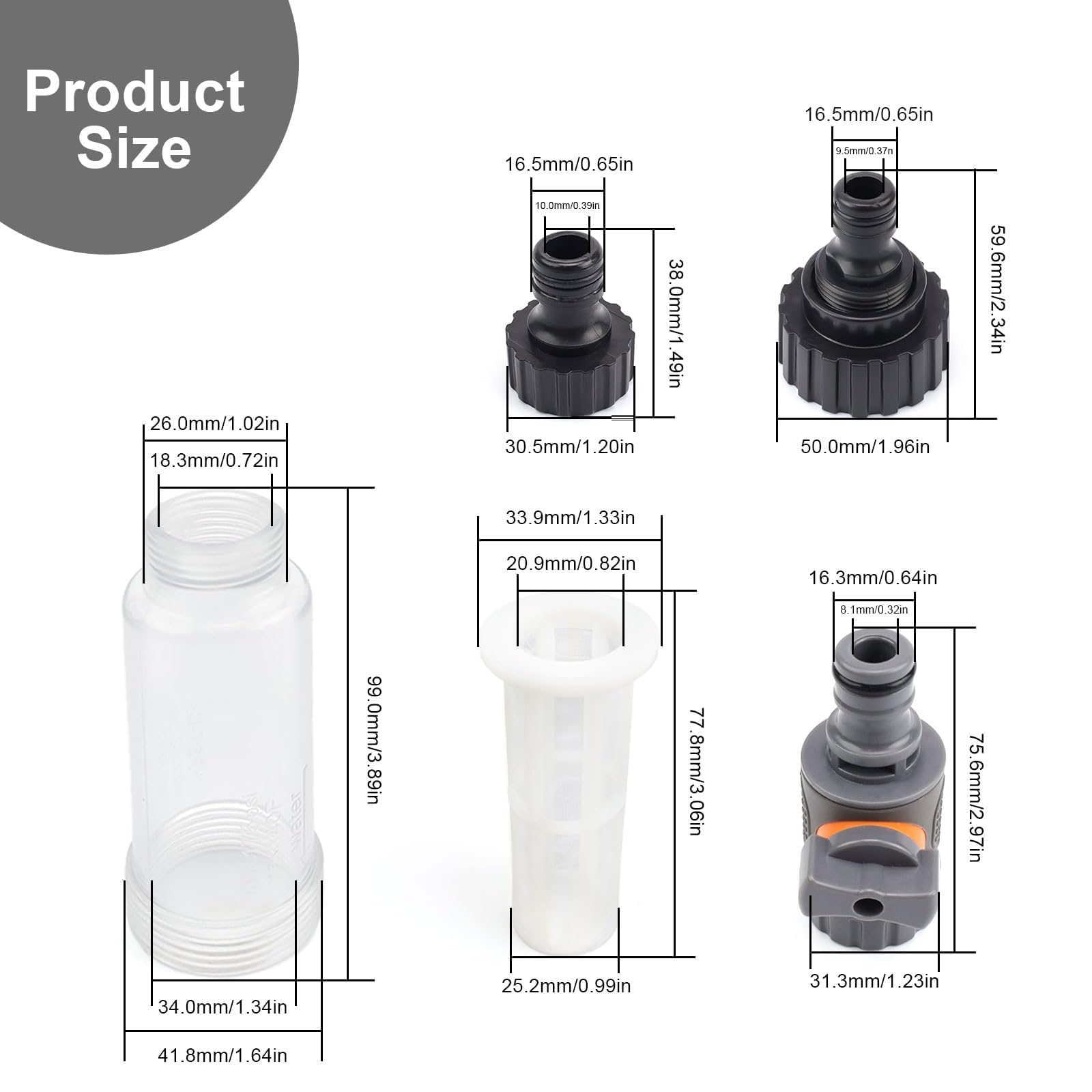Prefiltro Agua 3/4 Pulgadas, Filtro Limpiador Alta Presión | Filtro de Agua para Jardin, con 2 Conexiones Flexibles para Hidrolimpiadora, Bomba de Jardín, Autocaravana y Camping