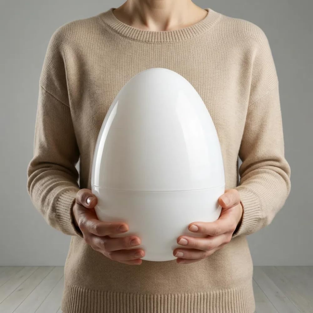 12-Inch Jumbo White Plastic Easter Egg, Large Fillable Decorative Egg Gift Box for Seasonal Displays, Gift Presentation and Holiday Décor image 4