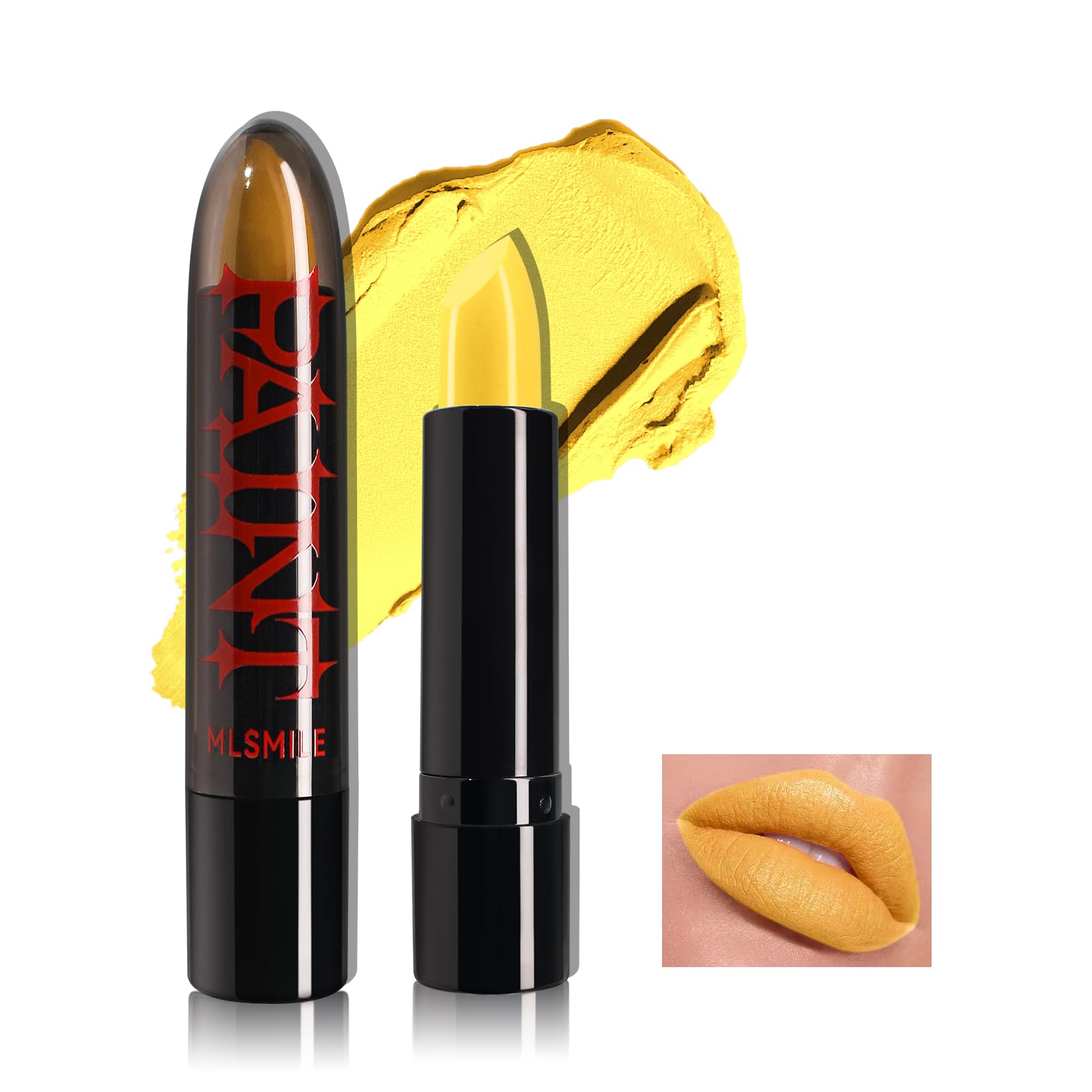 Halloween Matte Lipstick, Long Lasting Matte Lipstick Lip Gloss, Goth Lipstick Makeup, Non-stick Lipsticks Vivid Vampire Lipsticks for Masquerade, Cosplay, Halloween Makeup, #02 Yellow