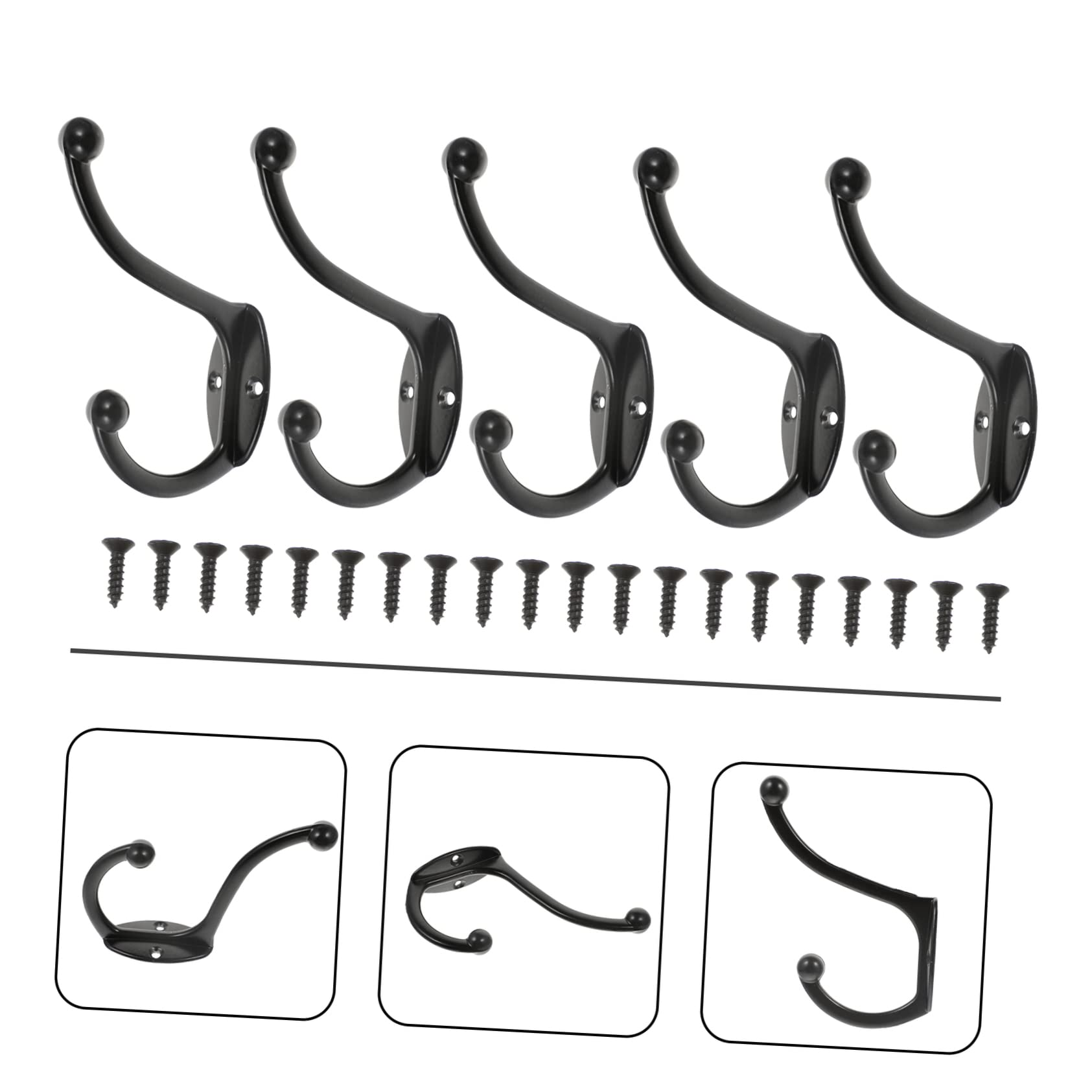 VASDEV 5 Ganchos de Hierro Forjado para Colgar Ropa, Perchero de Pared, Llavero de Metal, Ganchos de Pared Decorativos, Ganchos Individuales, Percha rústica, Gancho de Hierro, Ganchos par