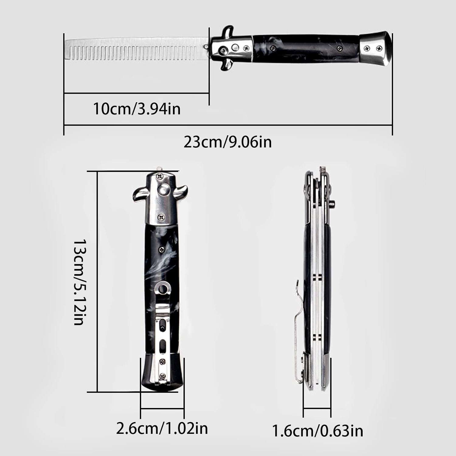 Folding Poet b, Stainl Steel Beard b for Men, Switchblade Fine