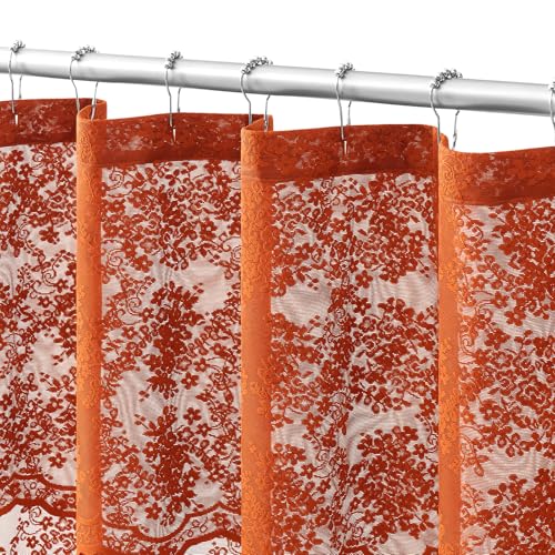 TUDECO Burnt Orange Shower Curtain with Attached Valance, 72 x72 Inch by TUDECO - Used condition - Image 3