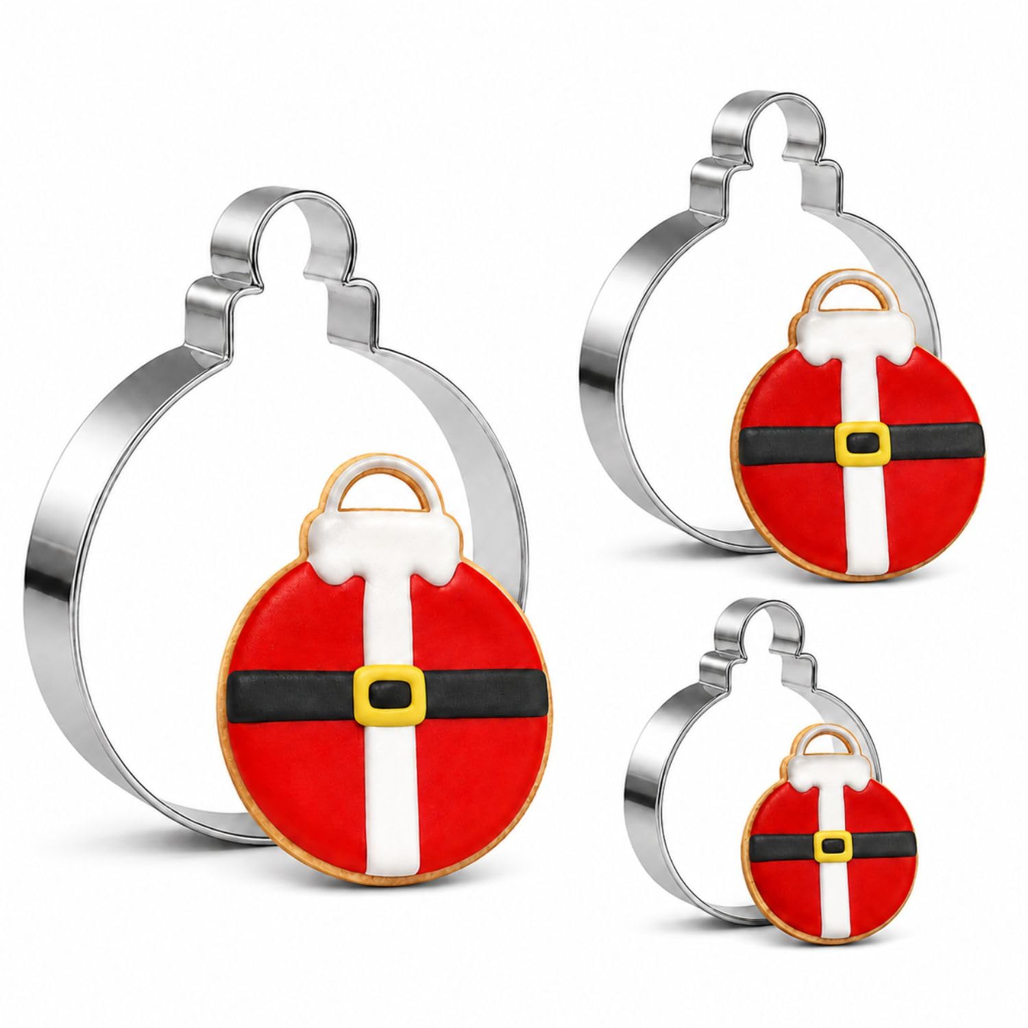 Juego de cortadores de galletas de Navidad de acero inoxidable de 3 piezas para hornear