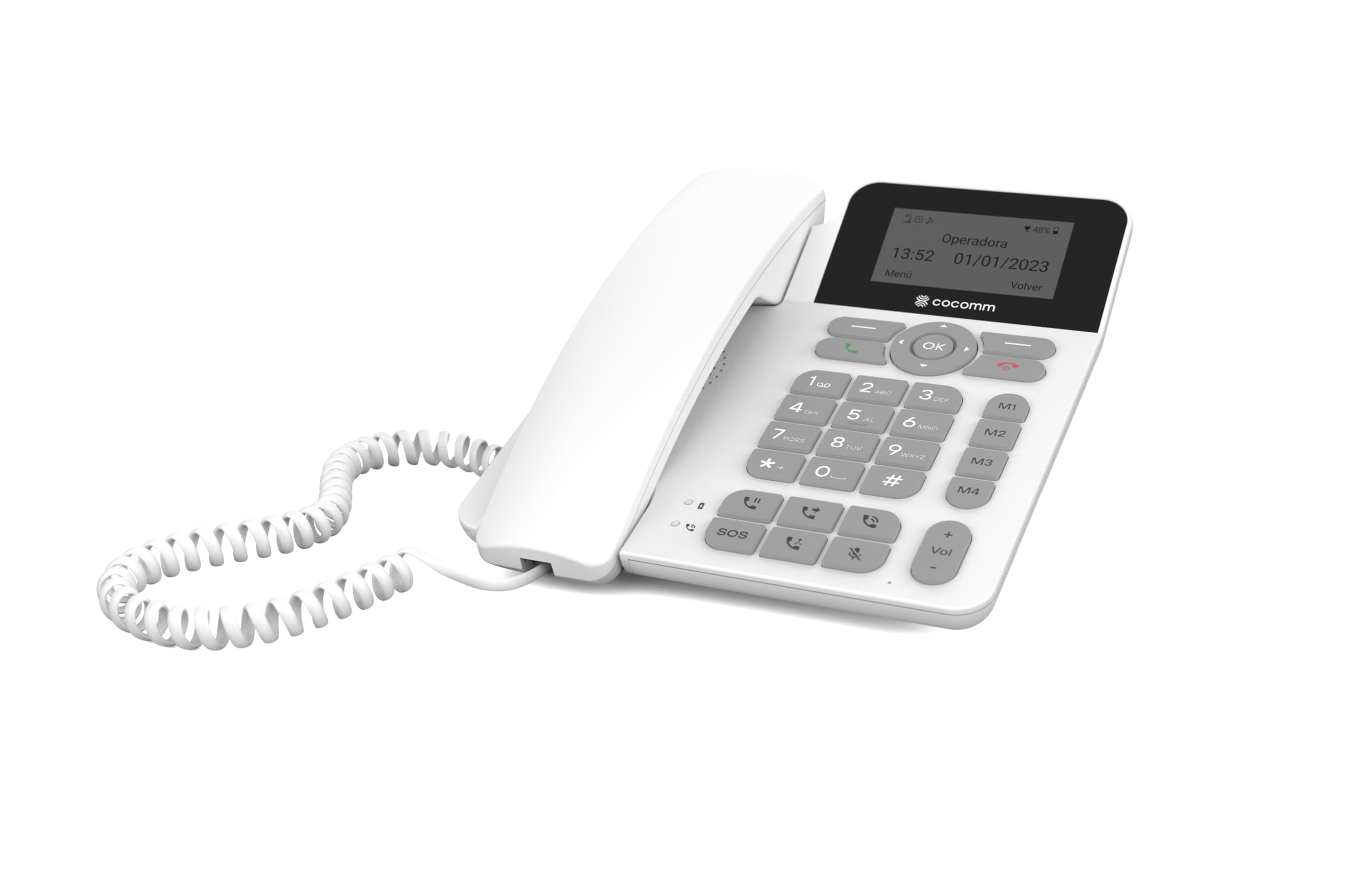 F360 Teléfono Fijo con SIM, 4G, Bluetooth5, Volte, Botón SOS, Uso residencial, Uso Profesional, móvil de fácil Funcionamiento, Color Blanco