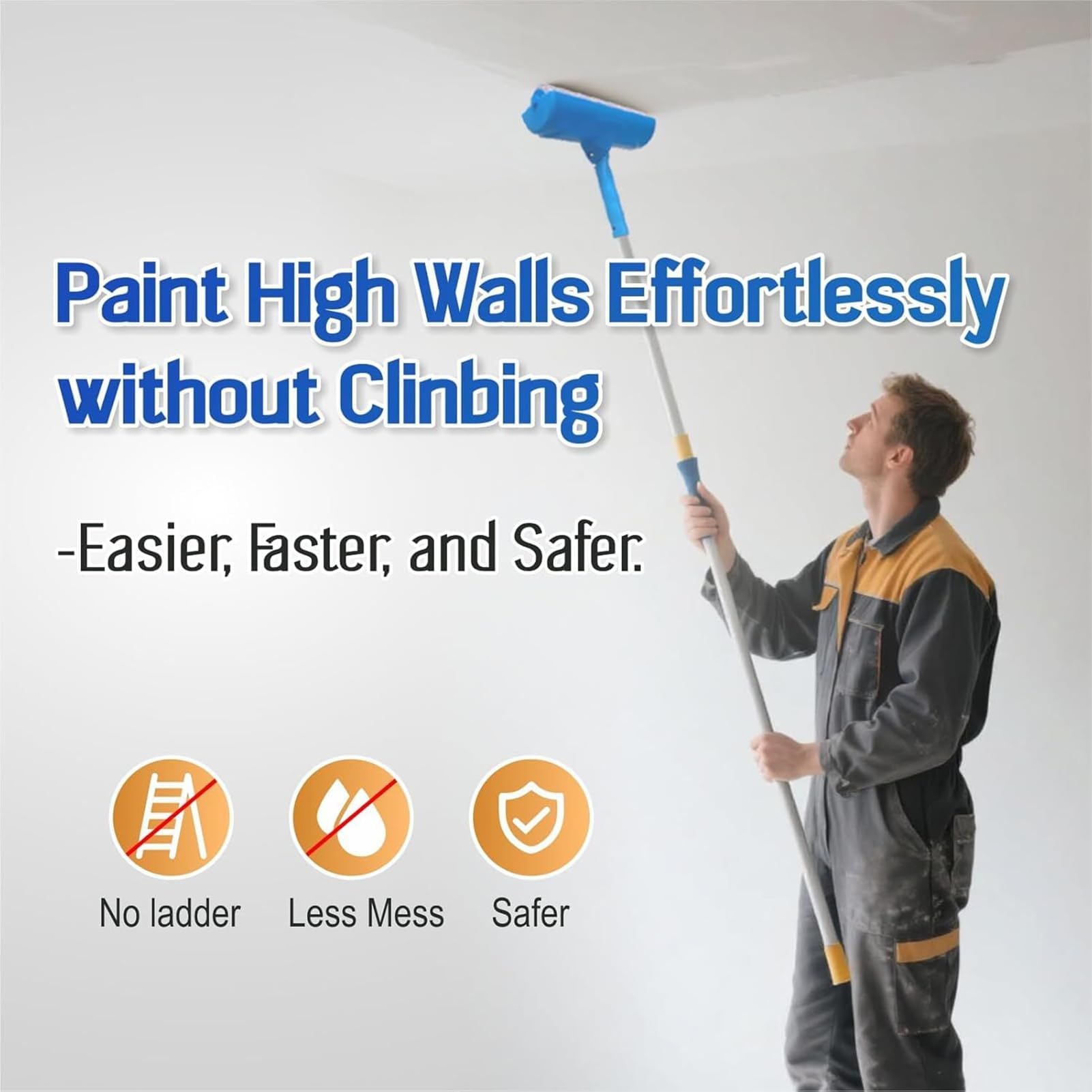 Rouleau de peinture de plafond de 25,4 cm avec Exteon – Protection anti-goutte en ABS | Outil anti-éclaboussures pour une crique murale efficace | Pinceau réglable pour des projets de peinture faciles