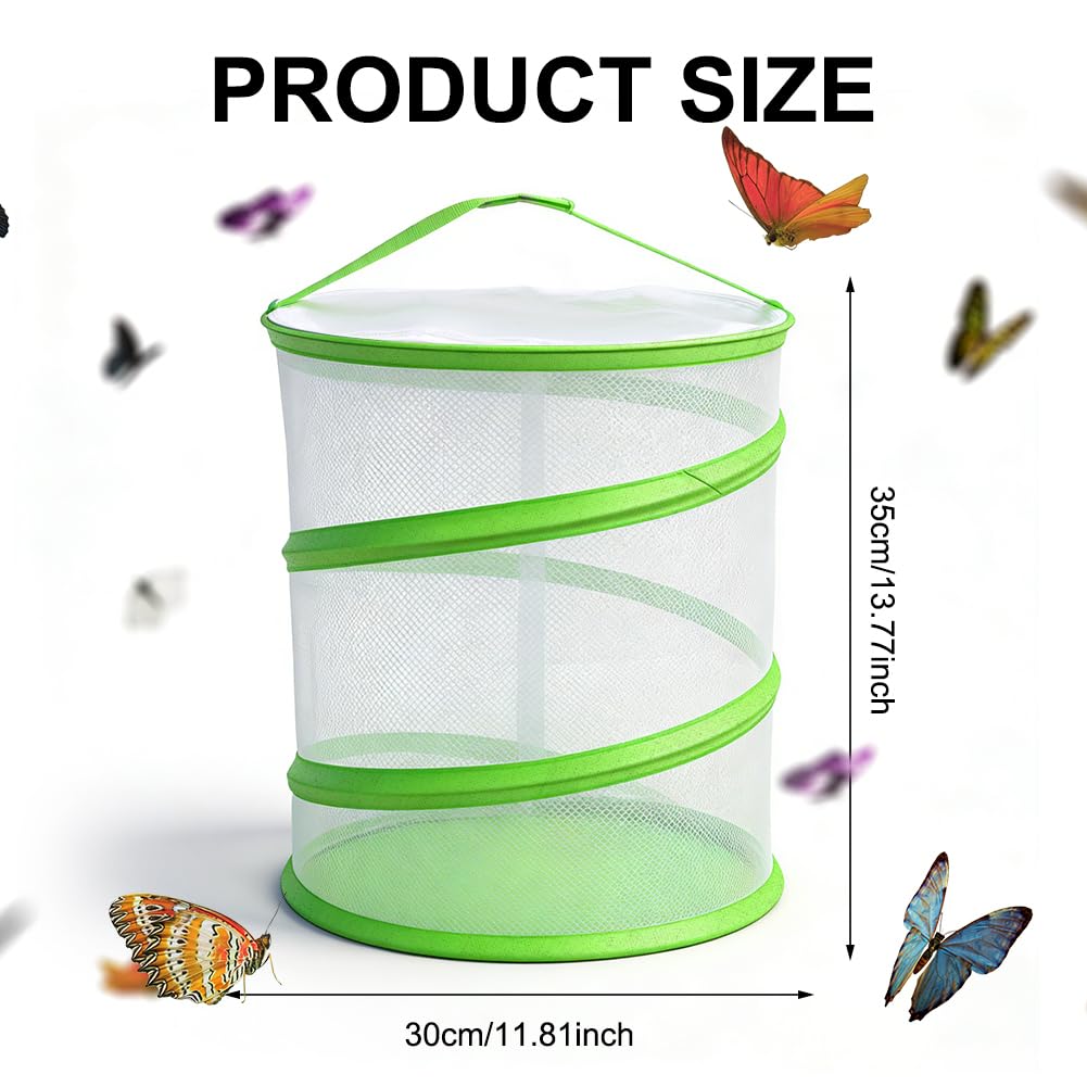 RANJIMA Insekten-und Schmetterlingslebensraum Käfig, Pop-up-Design Zusammenklappbar Insekten-Netzkäfig Schmetterlings Lebensraumkäfige Netzkäfig Terrarium für Outdoor Aktivitäten Schmetterling Habitat - 4