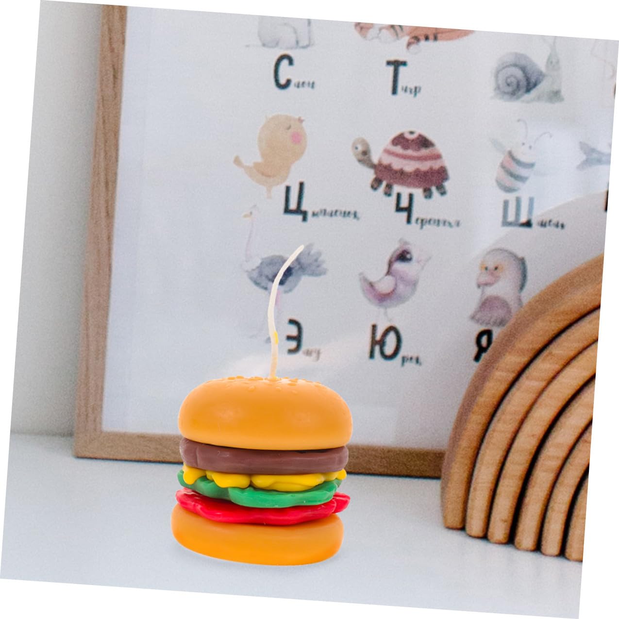 2 Pezzi Candele Profumate Forma Hamburger in Cera Arancia per Decorazione da Tavolo Aromaterapia Regalo Creativo per Amici e Fidanzate