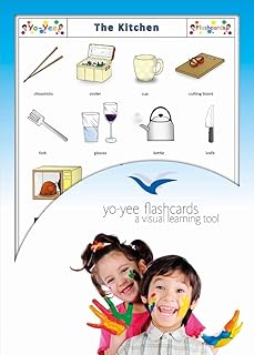 Yo-Yee Flashcards - Kitchen Utensils Flash Cards - English Vocabulary Picture Cards for Toddlers, Kids, Children and Adults