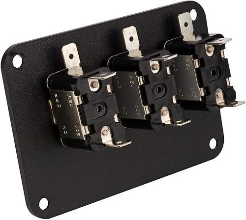 Miniatura 5 de Jtron - 3 interruptores de palanca de auto de carreras rojos, interruptor universal de encendido de 12 V, 3 grupos, placa de aluminio negro de
