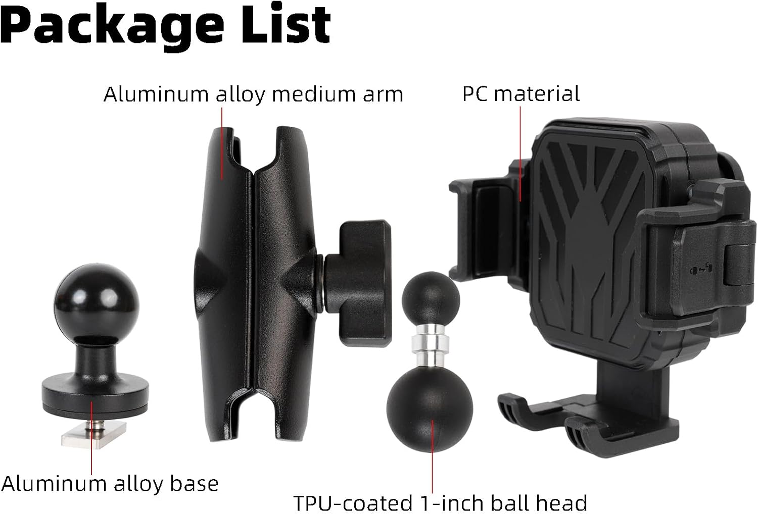Kayak Phone Holder with Vibration Dampener [Camera Friendly] [1s Lock & Release] [1" Track Ball Base & Aluminum Medium Arm], 360°Adjustable Phone Mount Fits 4.7-7.2" Smartphones