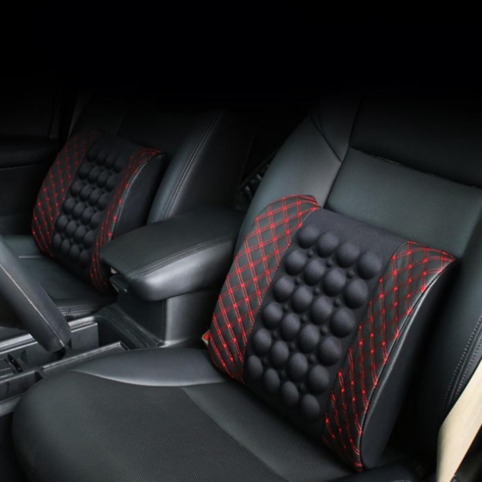 Yctze Coussin de Siège de Massage pour Voiture, Soutien Lombaire électrique, Coussin de Massage DC12V, Réglage à 2 Vitesses, Ajustement Universel, Masseur de Dos Vibrant pour Véhicules