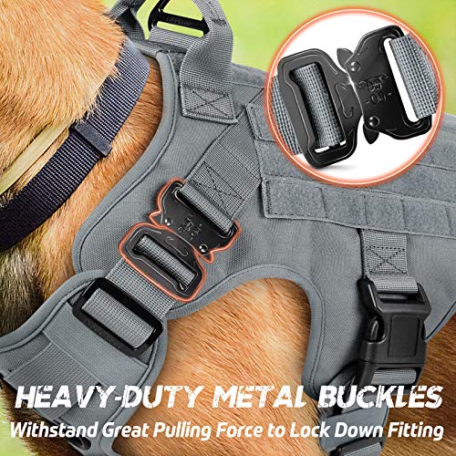 Rabbitgoo Tactical Dog Harness For Large Dogs, Heavy Duty Dog Harness With Handle, No-Pull Service Dog Vest Large Breed, Adjustable Military Dog Vest Harness For Training Hunting Walking, Grey, Xl #TOP6