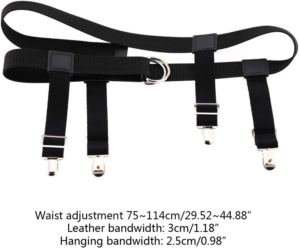 Elastic Nylon Waist Belt with Garter Suspender Clip Stockings Pants Jeans Holder Straps Adjustable Locking Clamp Stockings Pants Non Slip Clamp