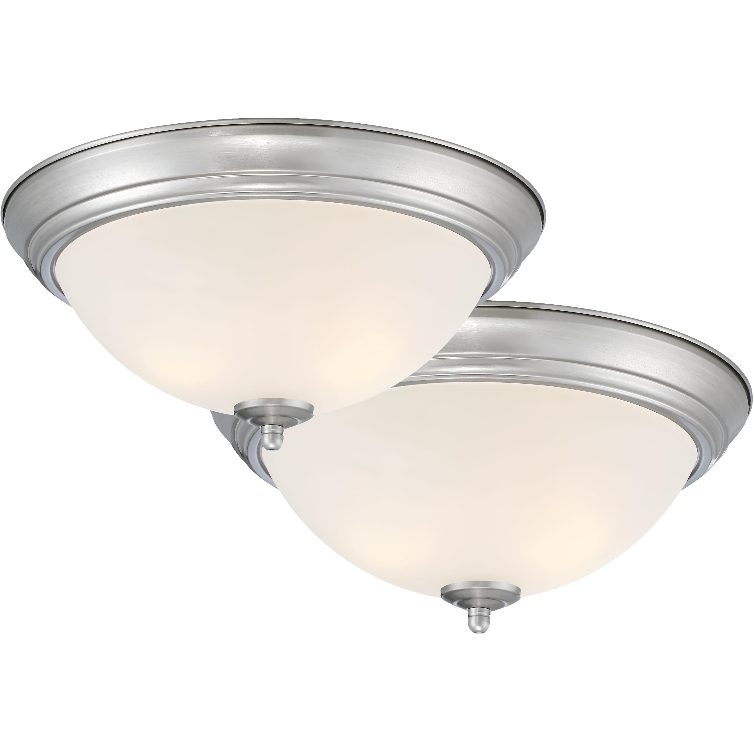 DESIGNERS FOUNTAIN Flush Mount Ceiling Light, 2-Pack, 13 Inch LED Frosted Glass Lighting Fixture for Kitchen, Bedroom, Bathroom, and Hallway, Brushed Nickel, D333M-13FM-BN2