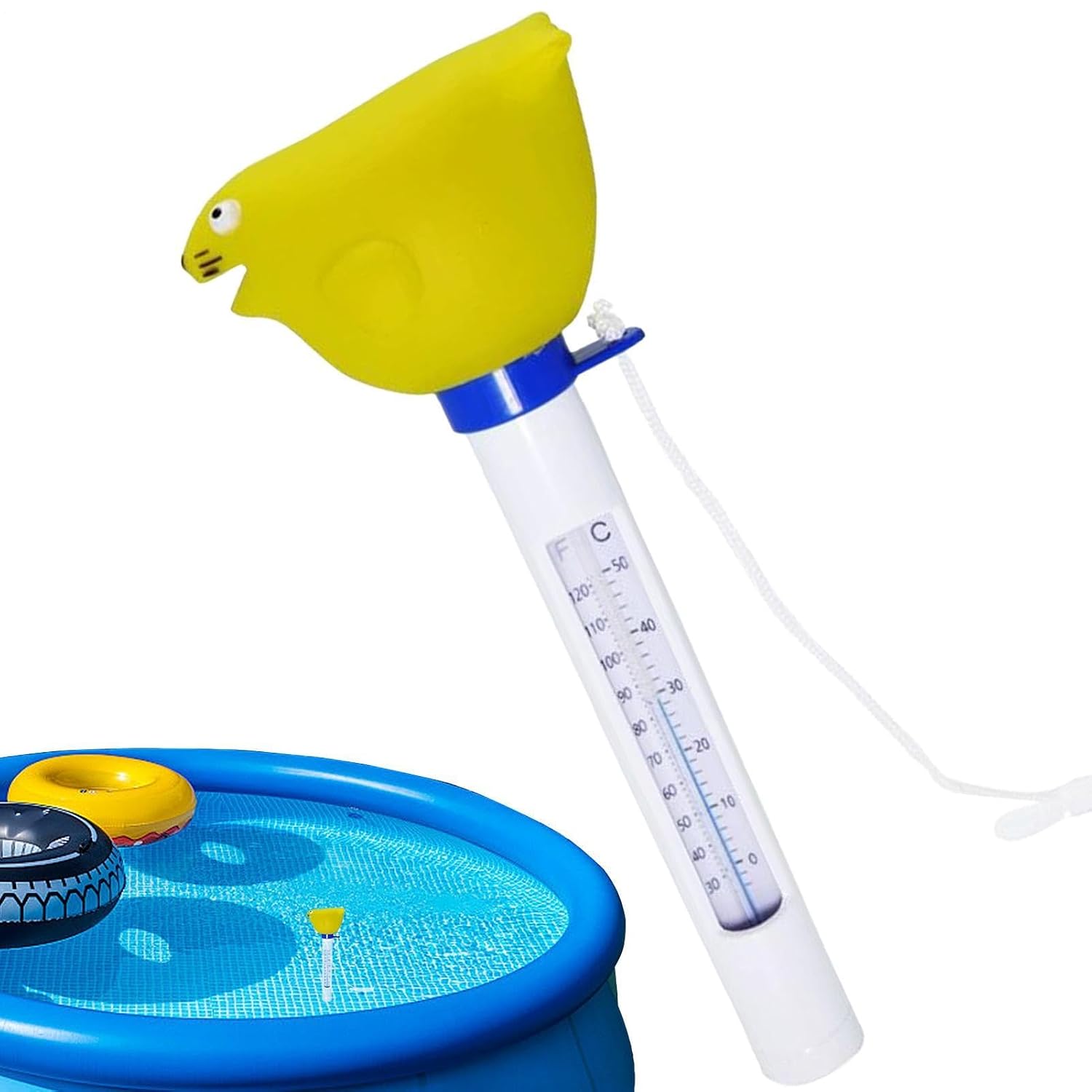 Floating Temperature Gauge - with String Floating Animal Monitor | Large Pool Water Temperature Meter | for Boys Girls Outdoor Indoor Home Spa Hot Tub Pond Aquarium Bathtub