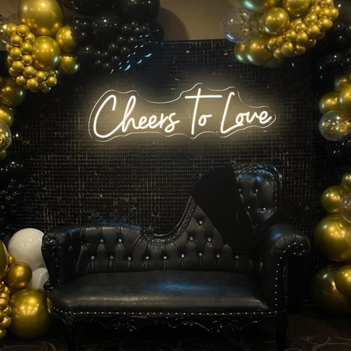 26X7.5 Inch Large Cheers to Love Neon Signs, USB Powered Lights Sign, LED Light Up Sign for Wall, Celebratory Decorations for Birthday, Engagement, Wedding Party, Warm White