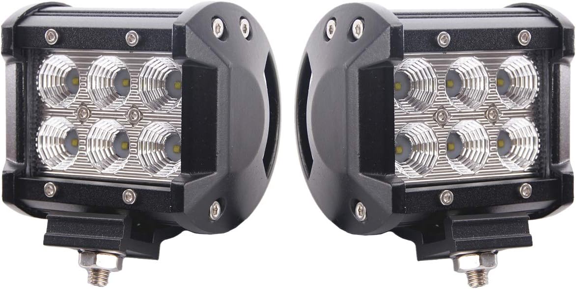 2X 4'' 18W Flood Cree, Waterproof IP67 Super Bright Bumper LED Pods Lights Fog Lights Led Light Bar Off Road Lights Boat Truck SUV Tractor Trailer Truck ATV 4X4