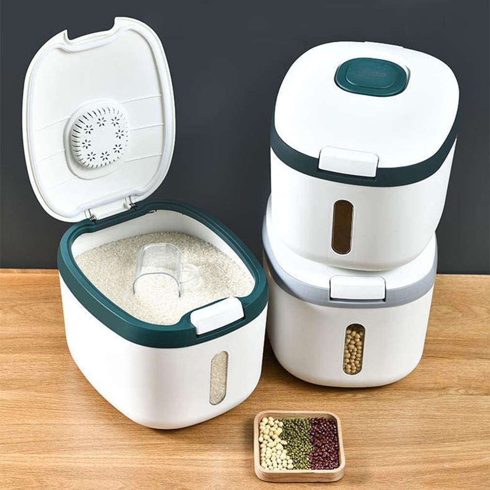 AWOKZA Rice Container,Large Storage Container Dry Food Rice Flour Dispenser Pet Food Container