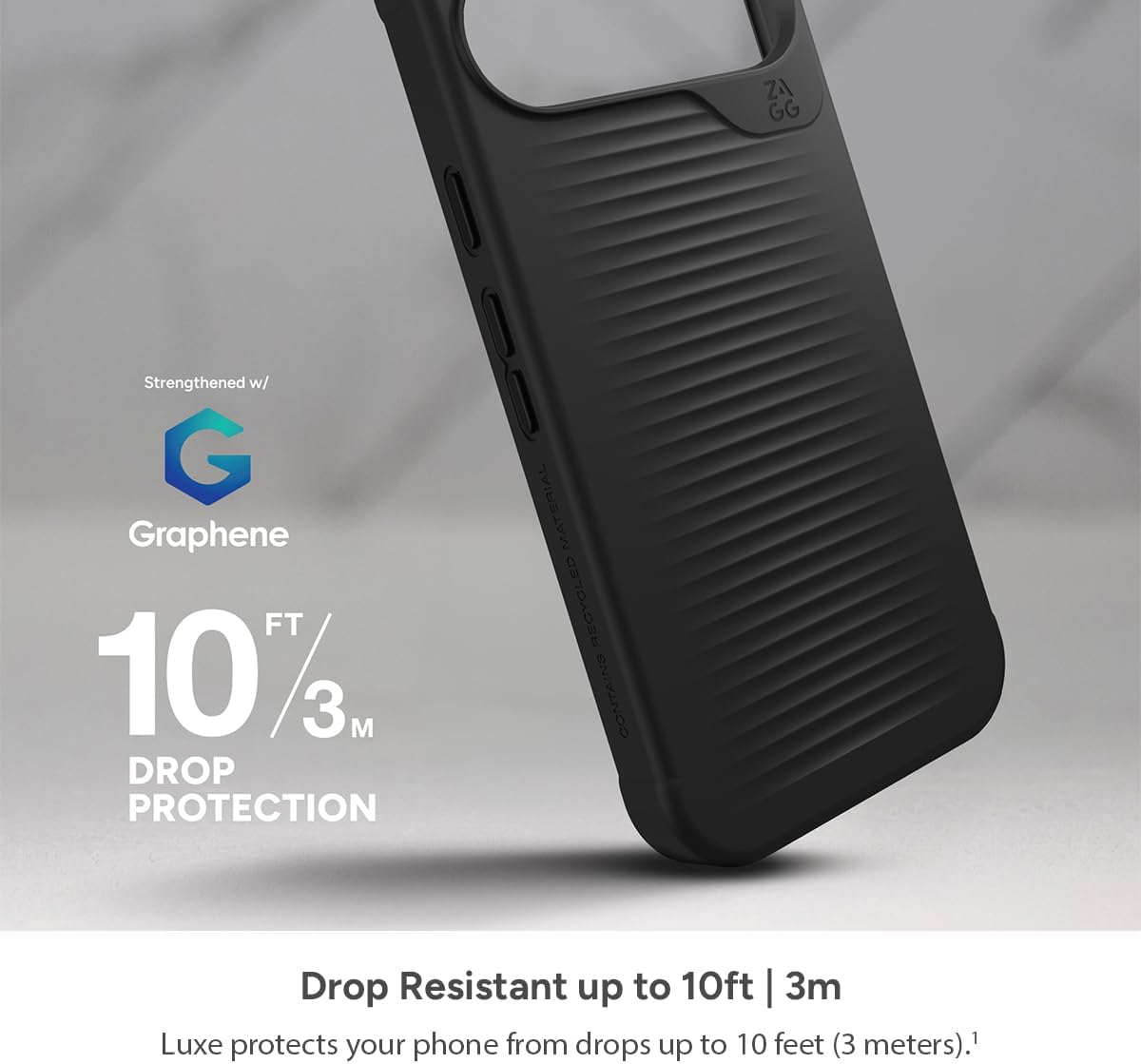 ZAGG Luxe Google Pixel 9 / Pixel 9 Pro Case - 10ft Drop Protection, Slim Stylish, Strengthened with Graphene, Lightweight & Flexible, 100% Recycled Content, Black